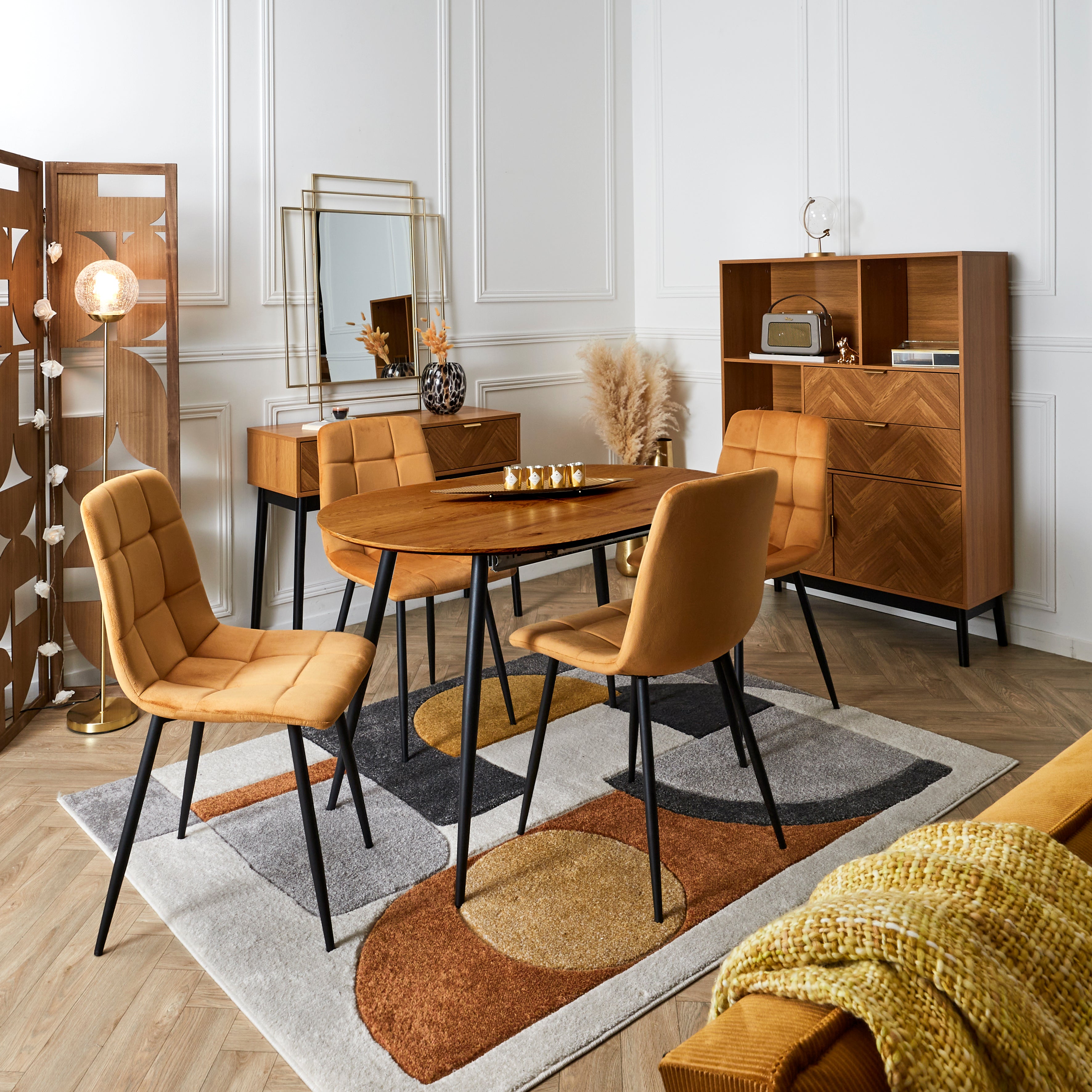 CHAISE MATEO JAUNE MOUTARDE - LOT DE 4