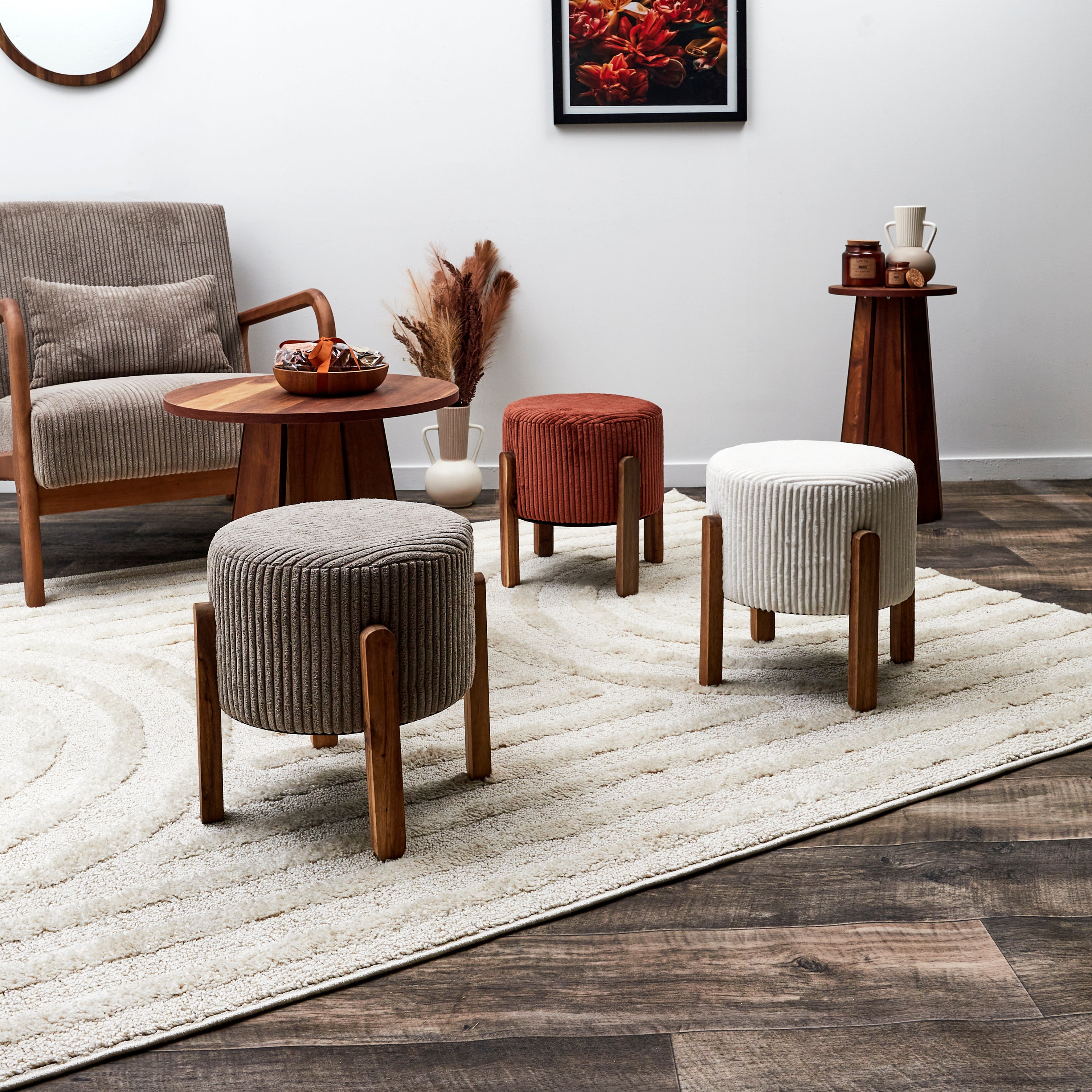 TABOURET COTELE SCOTT TAUPE - LOT DE 2