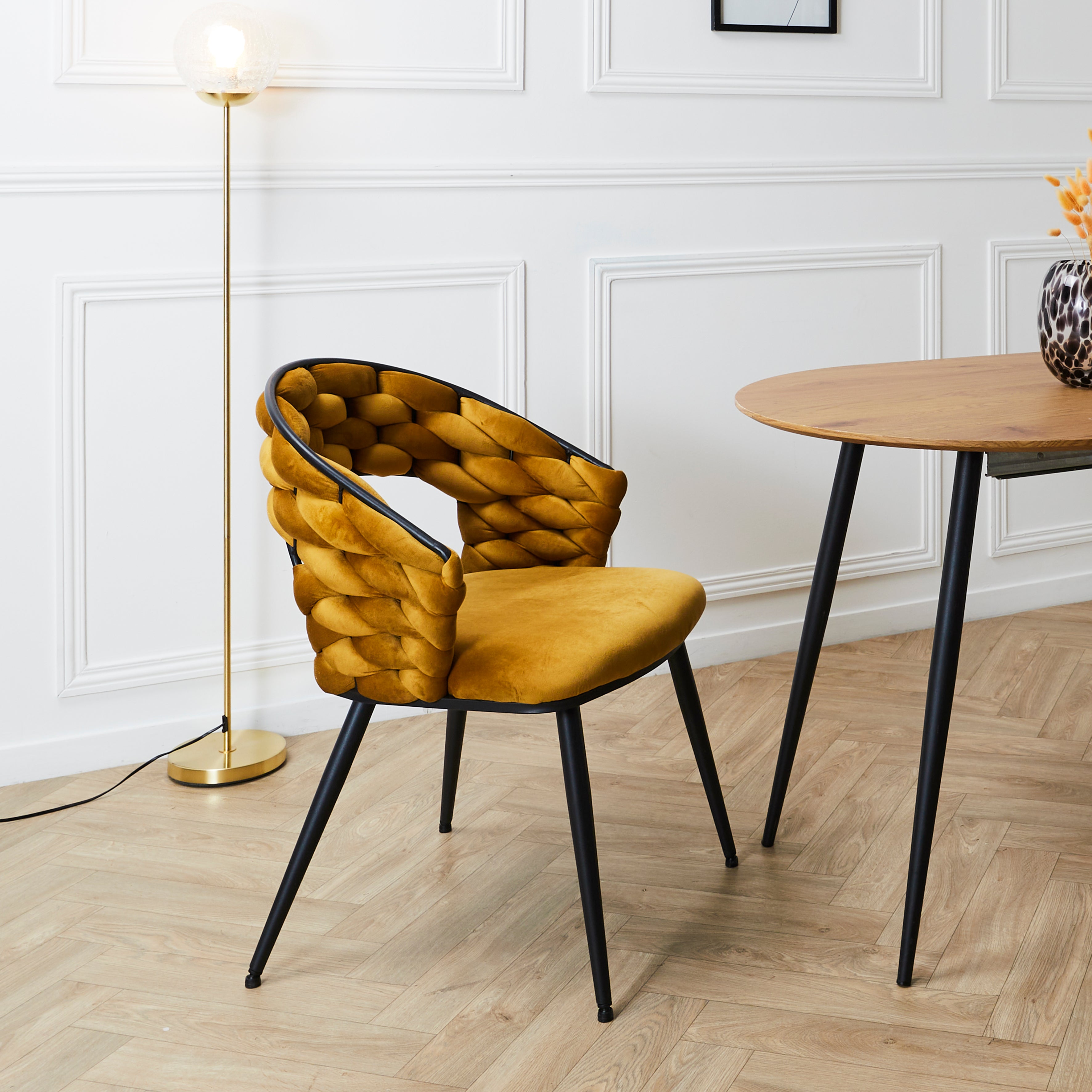 FAUTEUIL SAWYER JAUNE MOUTARDE A1 - LOT DE 2