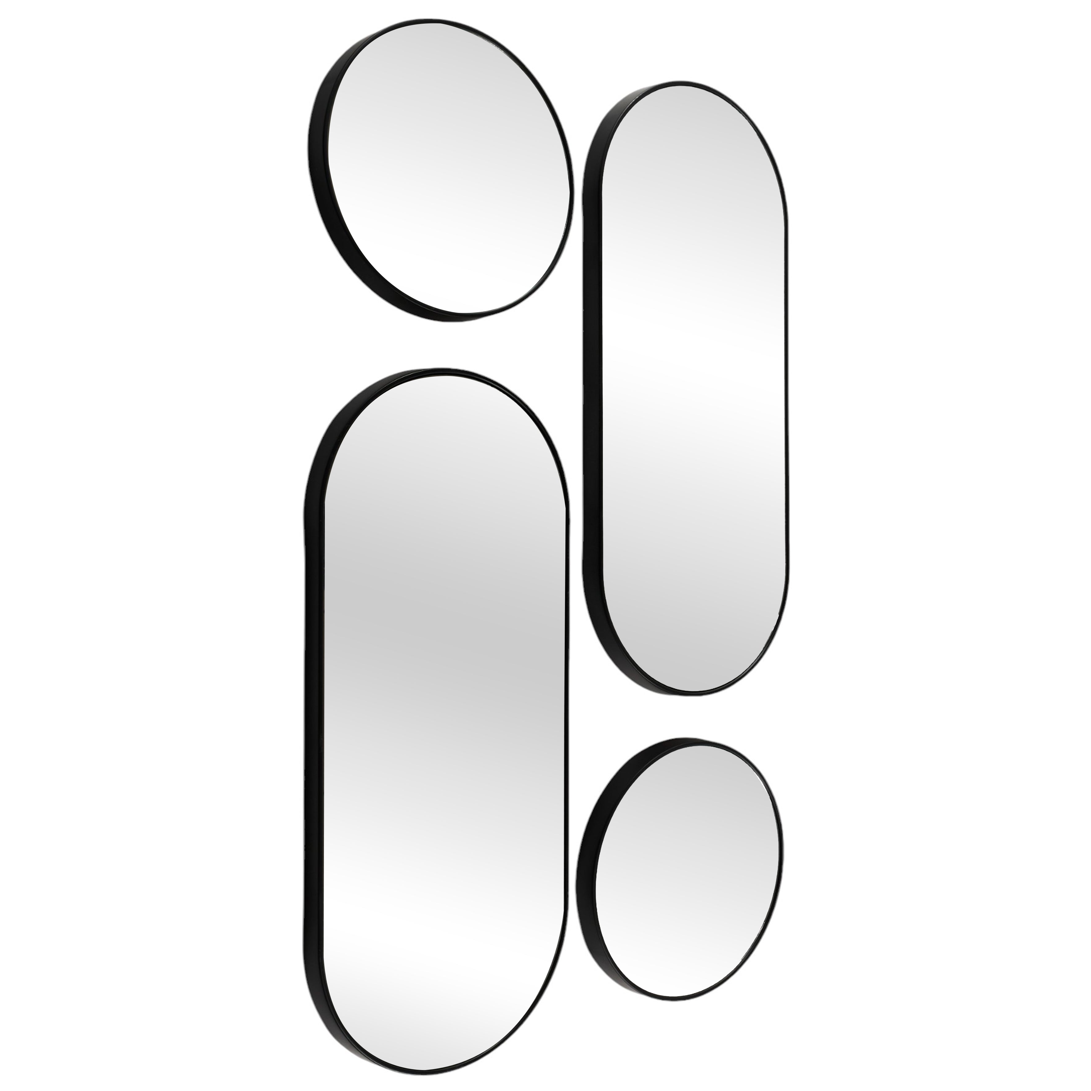 MIROIR DECO ROND ET OVALE VERSA NOIR X4
