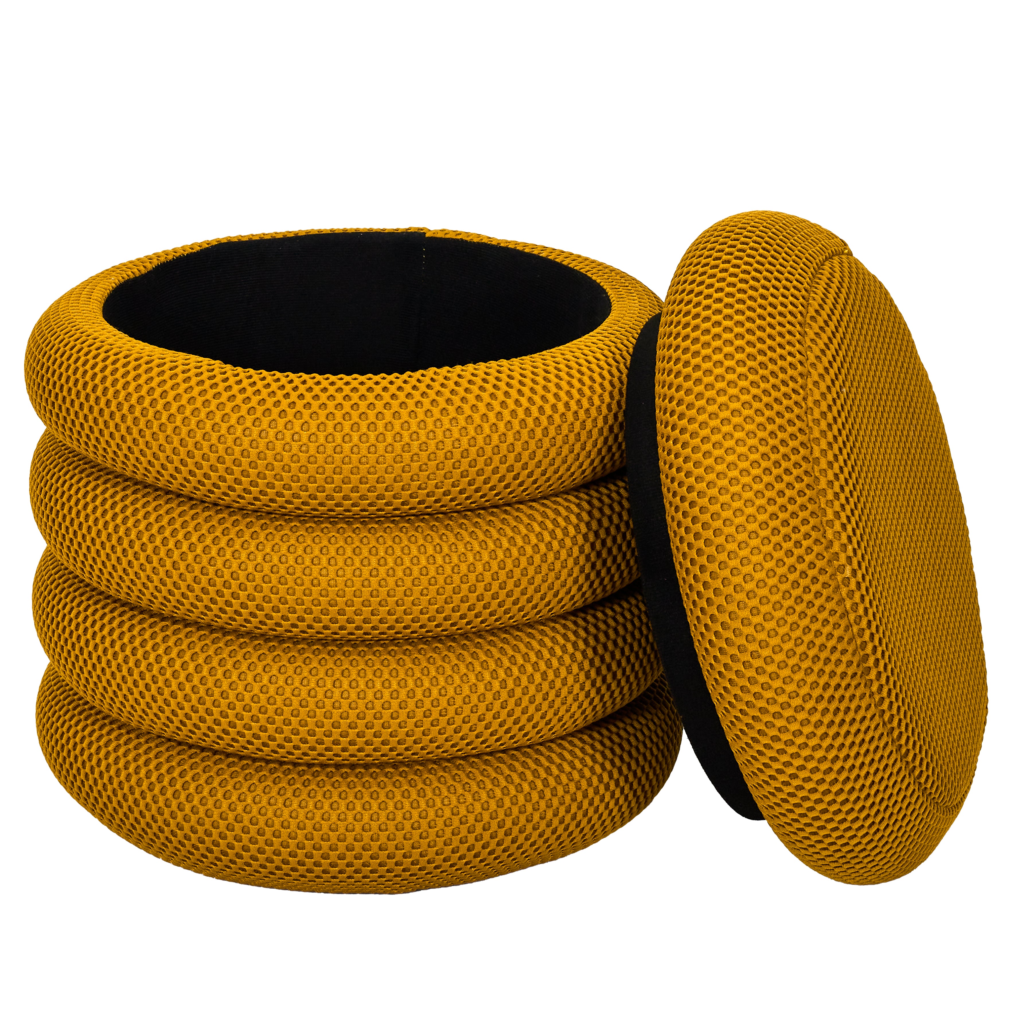 POUF RANGEMENT ATOME JAUNE