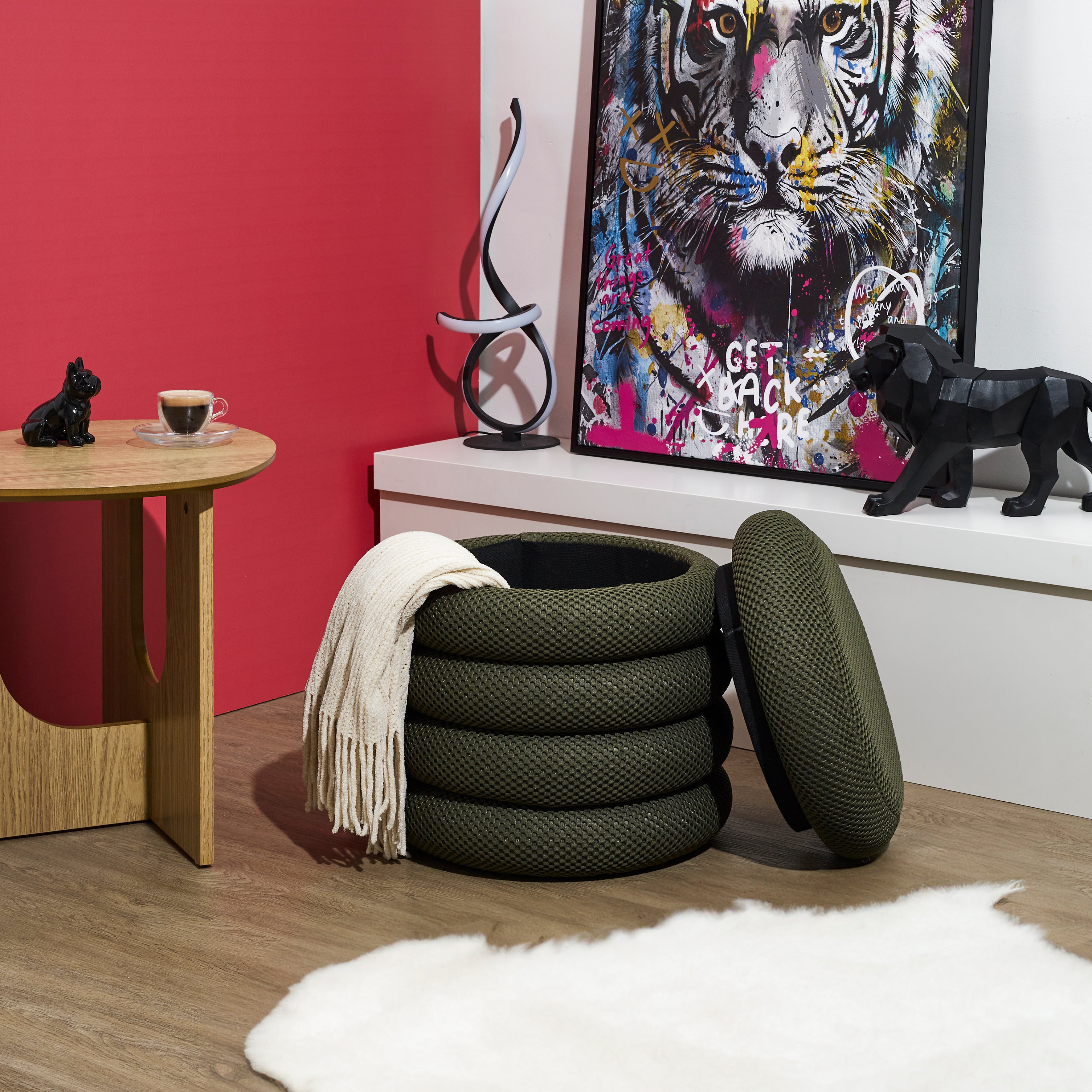 POUF RANGEMENT ATOME KAKI