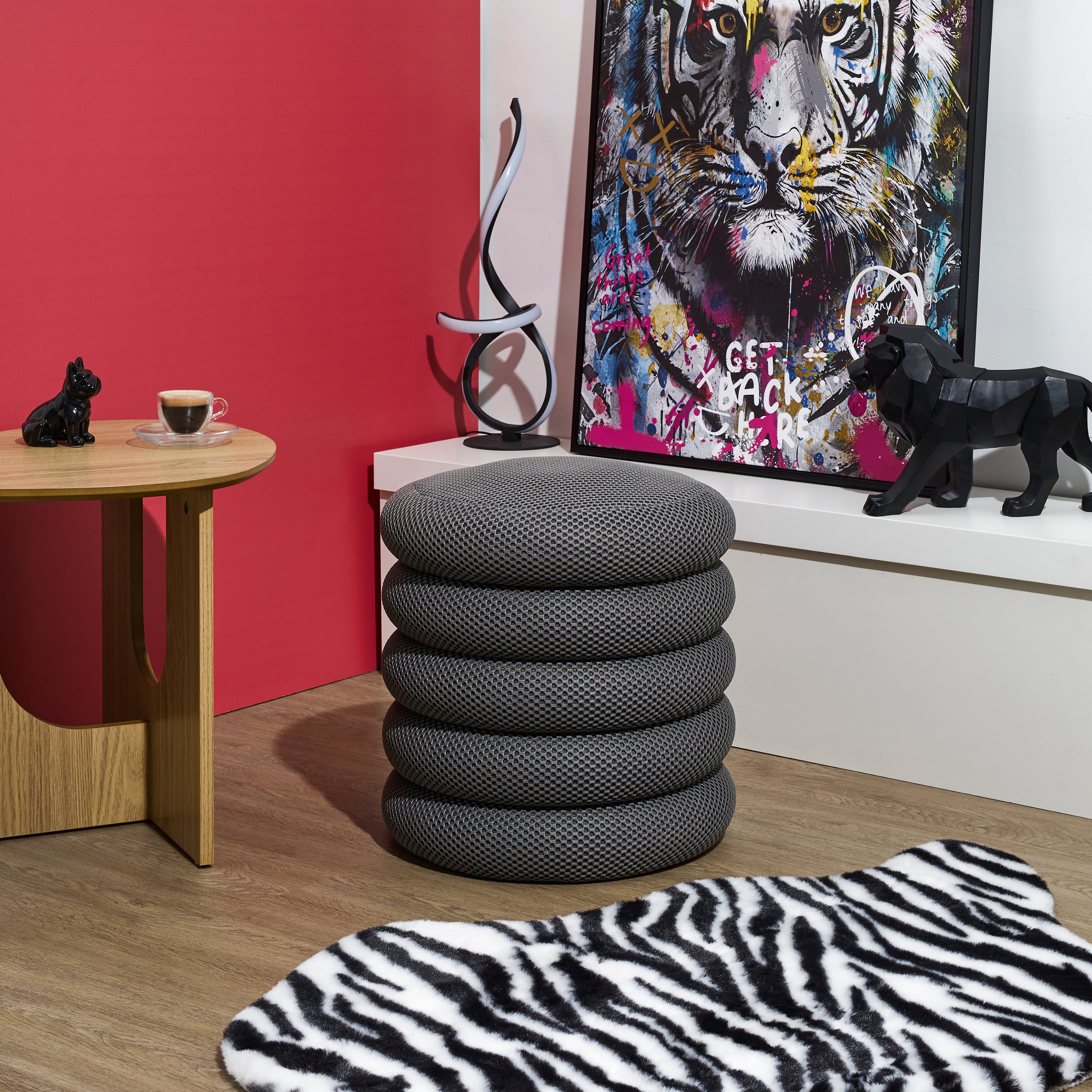 POUF RANGEMENT ATOME GRIS