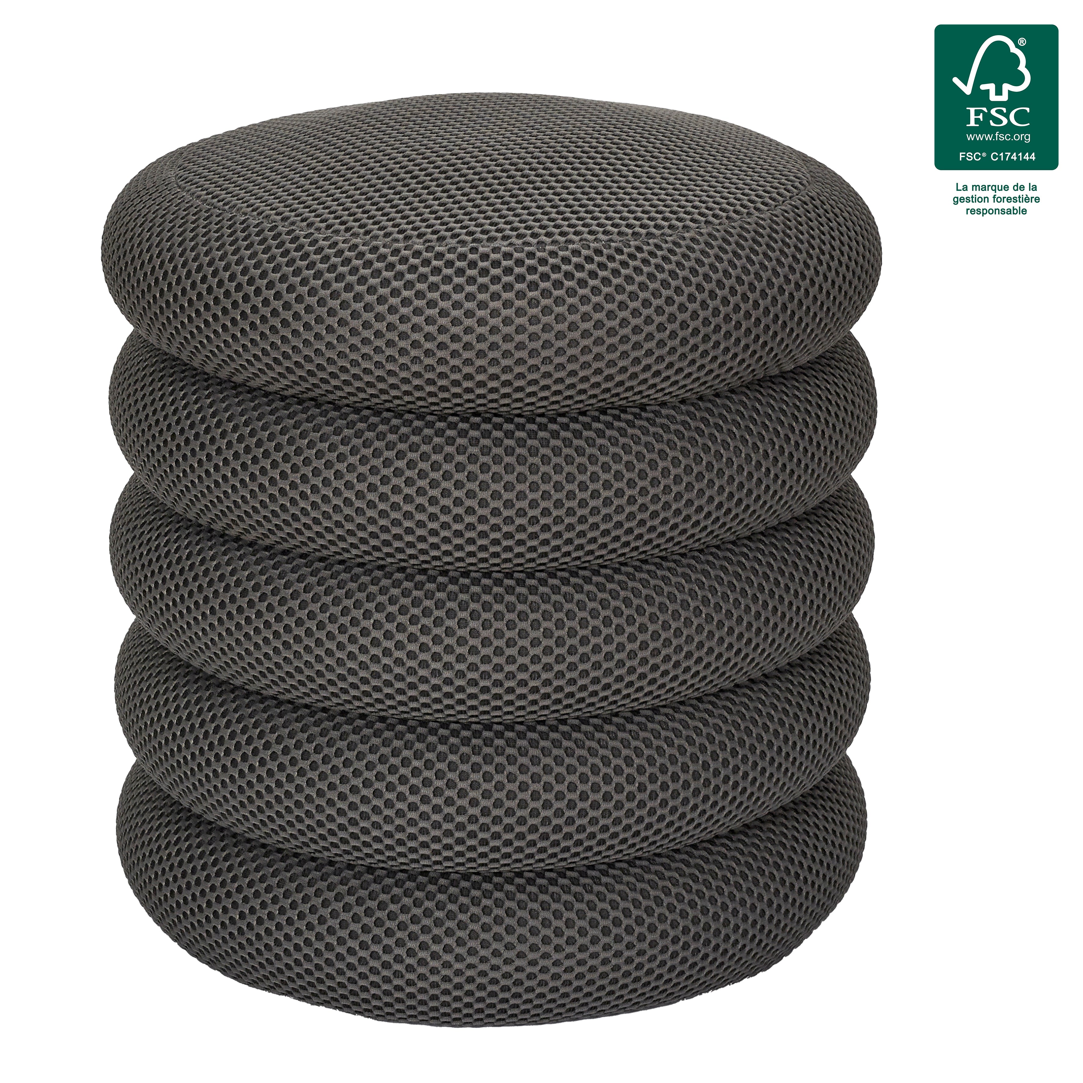 POUF RANGEMENT ATOME GRIS