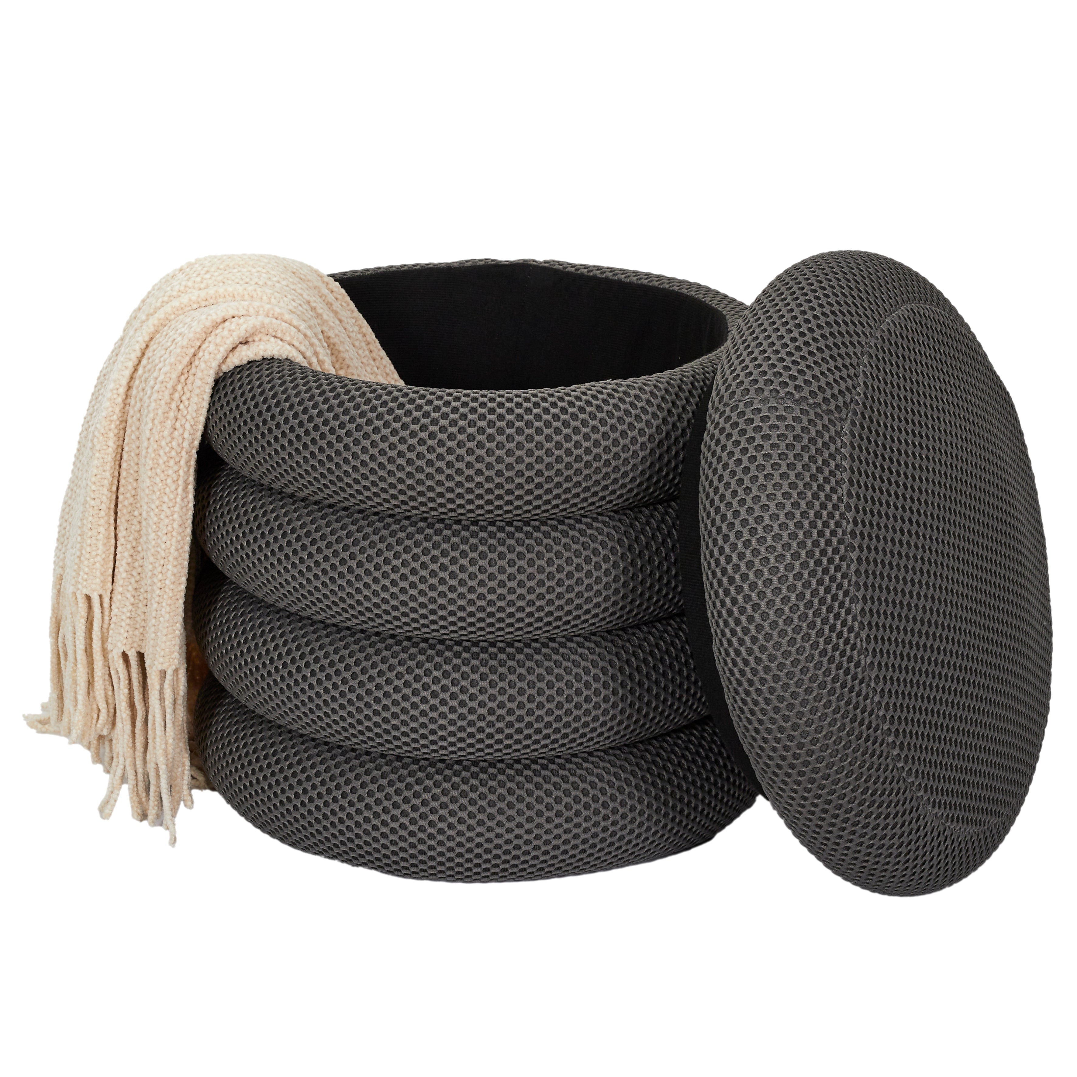 POUF RANGEMENT ATOME GRIS