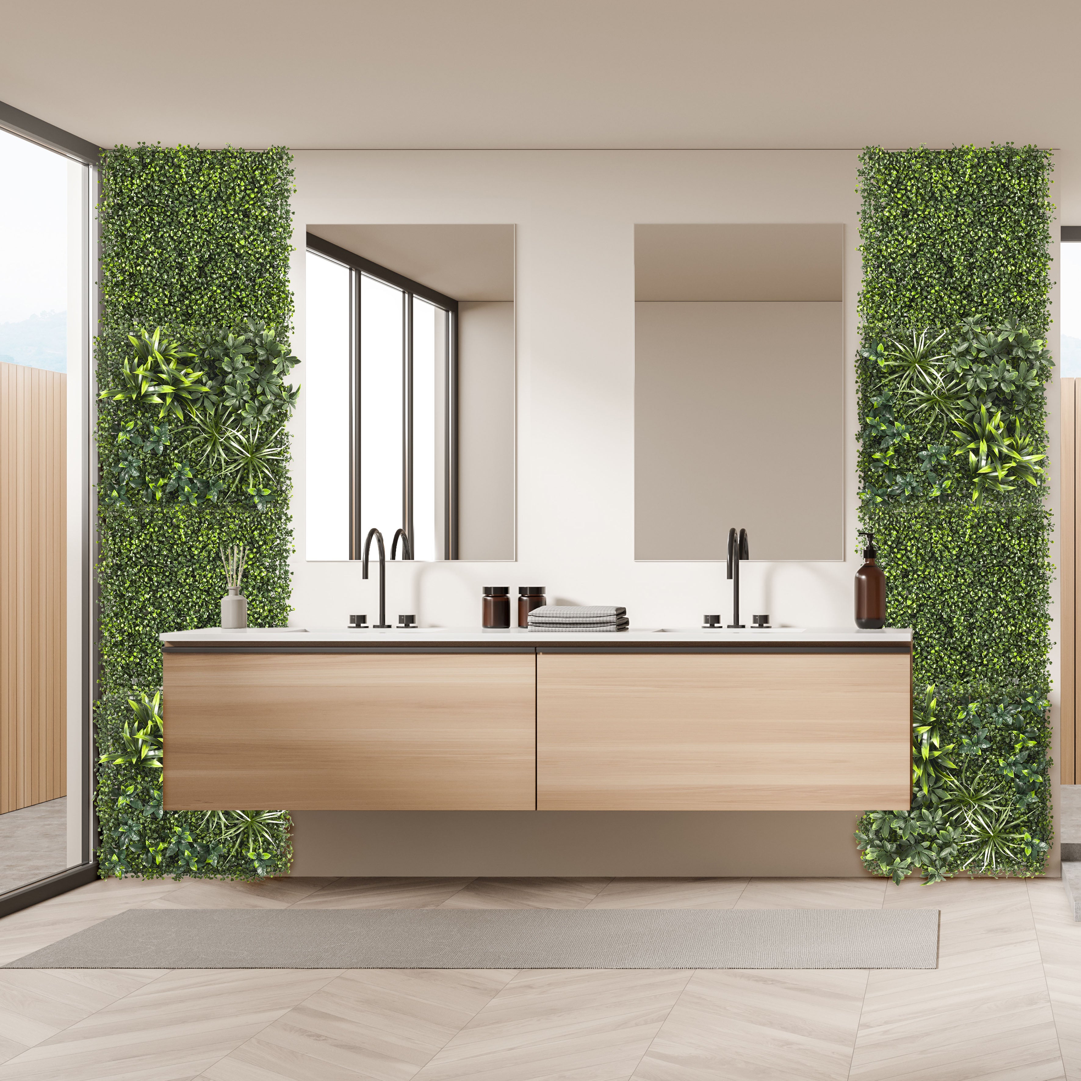 MUR VEGETAL ARTIFICIEL FEUILLAGE 50X50CM