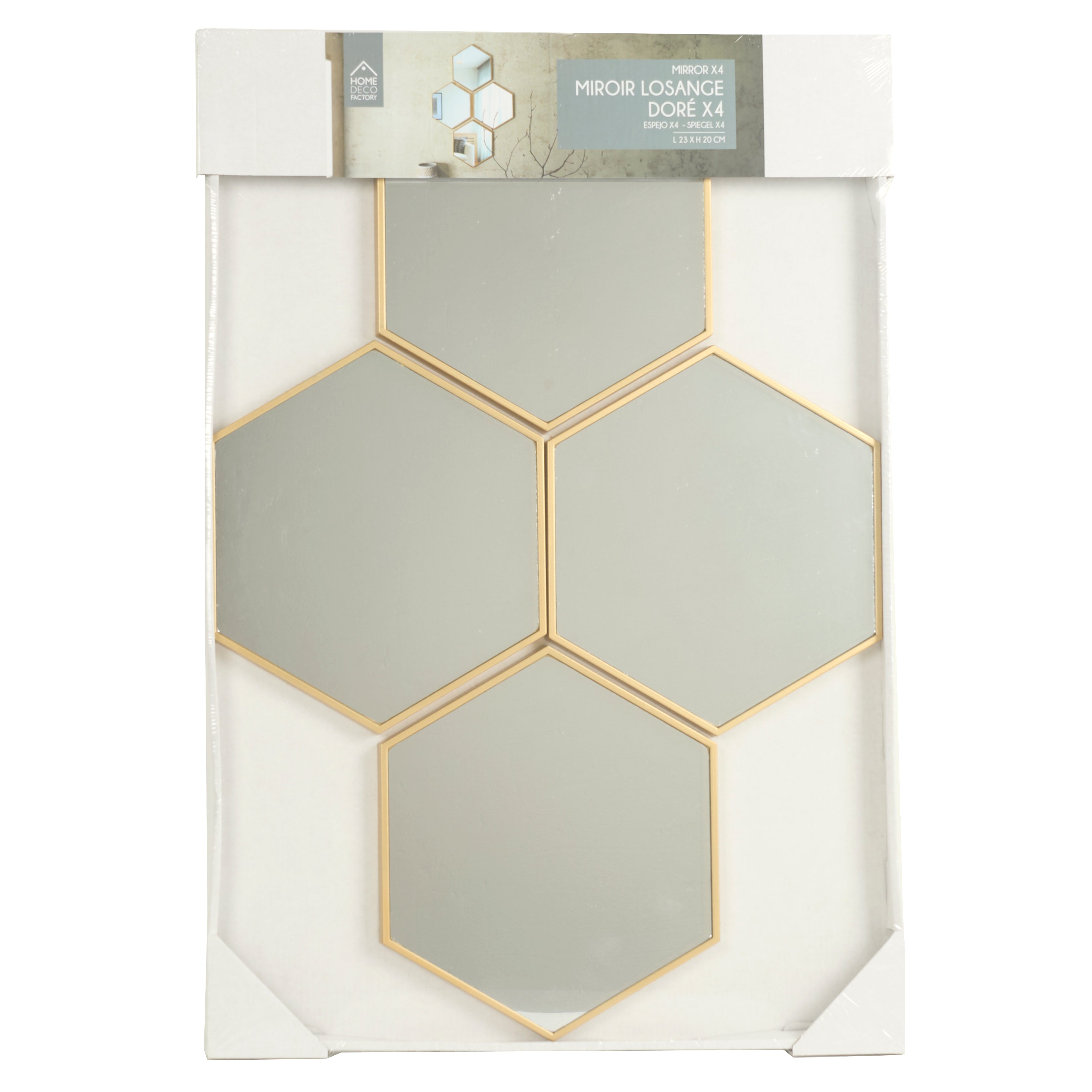 MIROIR DECO LOSANGE DORE X4