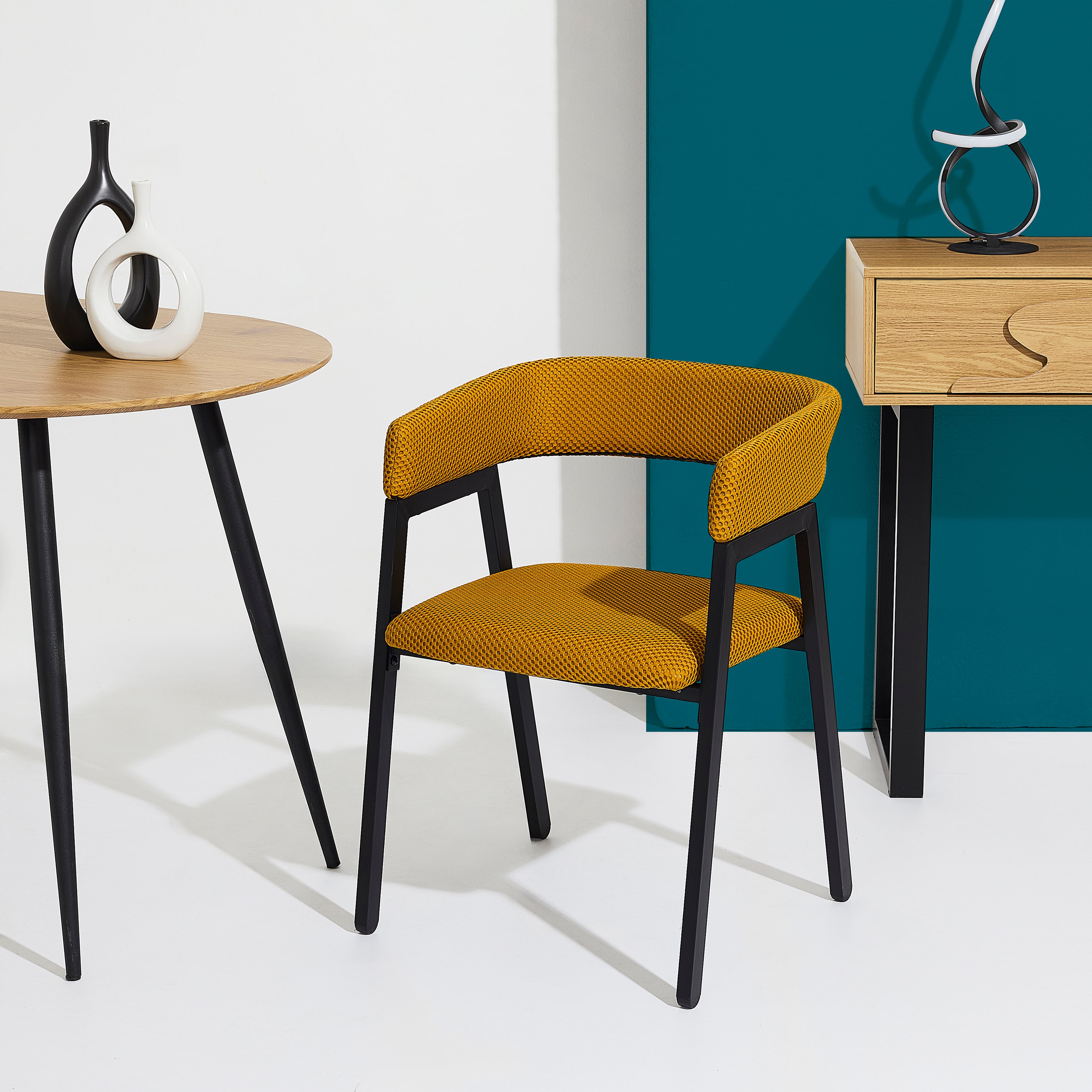 FAUTEUIL DESIGN ATOME JAUNE - LOT DE 2