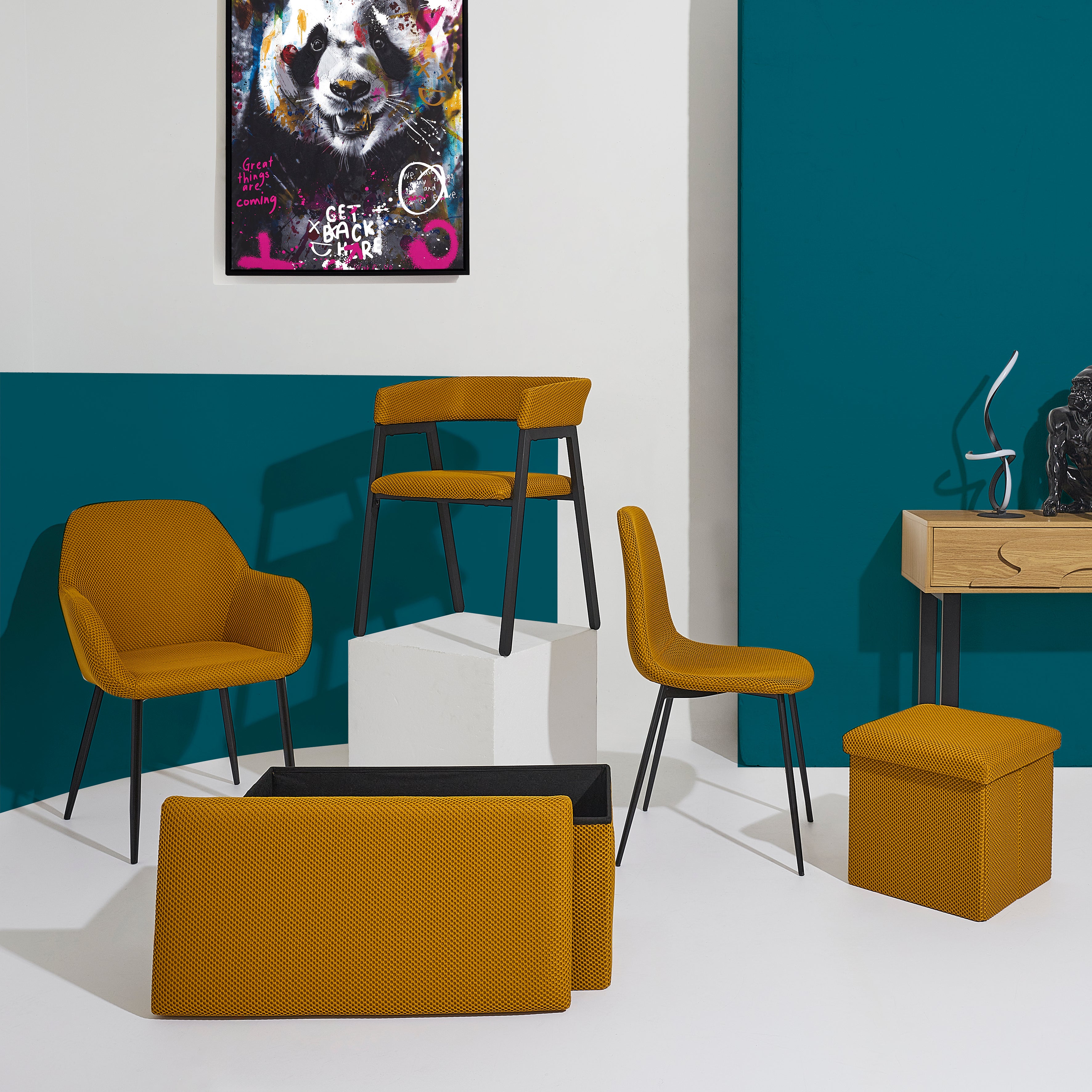 FAUTEUIL DESIGN ATOME JAUNE - LOT DE 2