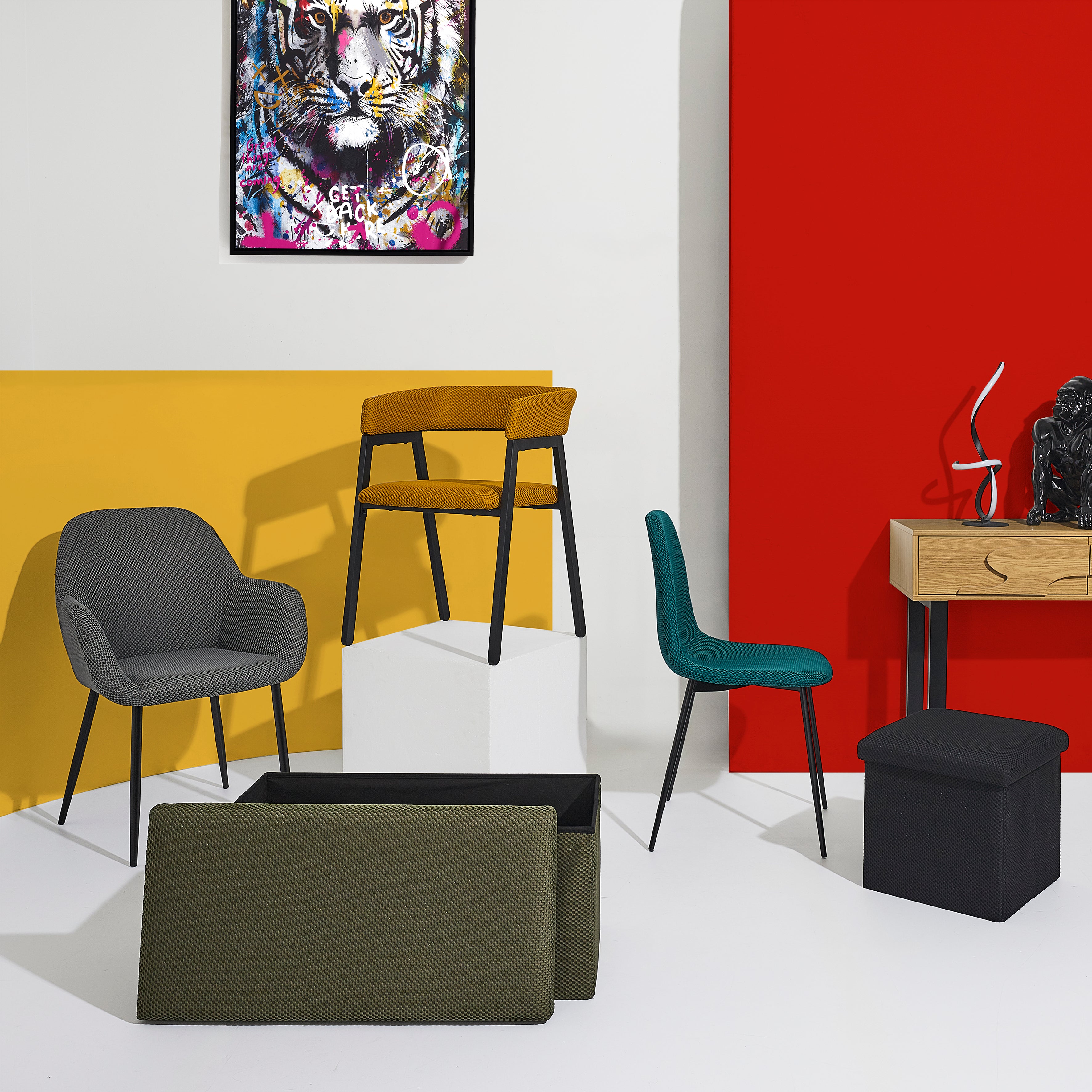 FAUTEUIL DESIGN ATOME JAUNE - LOT DE 2