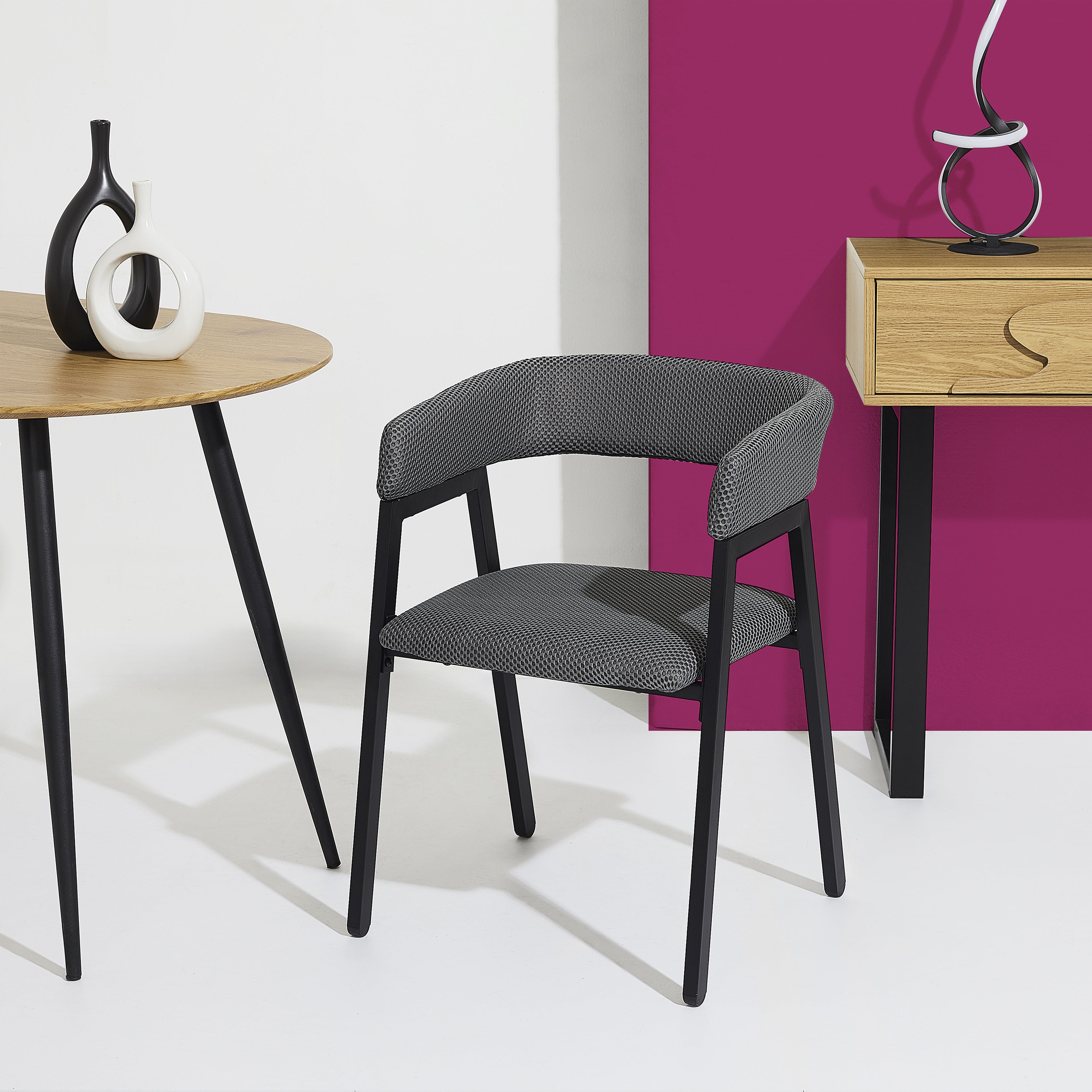 FAUTEUIL DESIGN ATOME GRIS - LOT DE 2