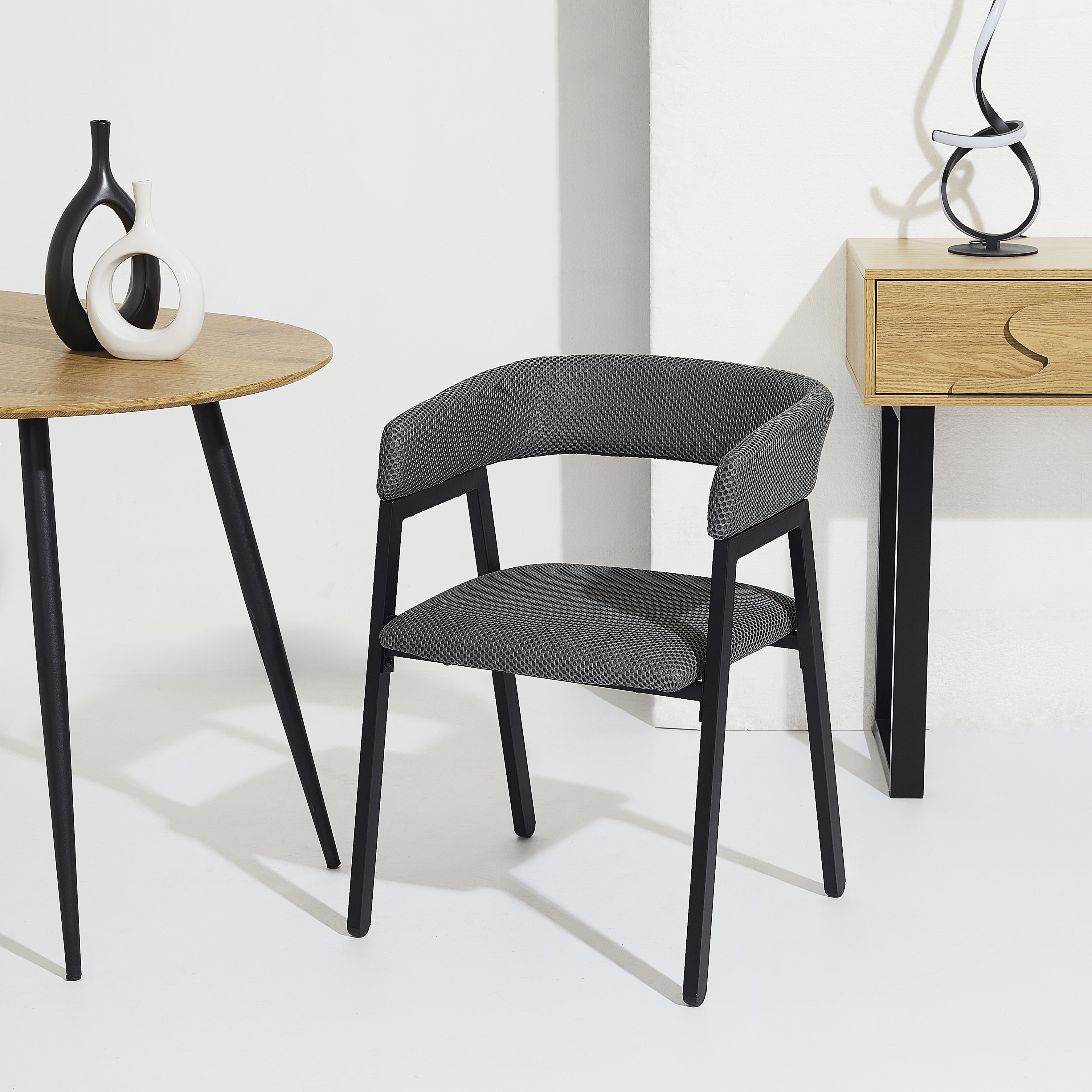 FAUTEUIL DESIGN ATOME GRIS - LOT DE 2