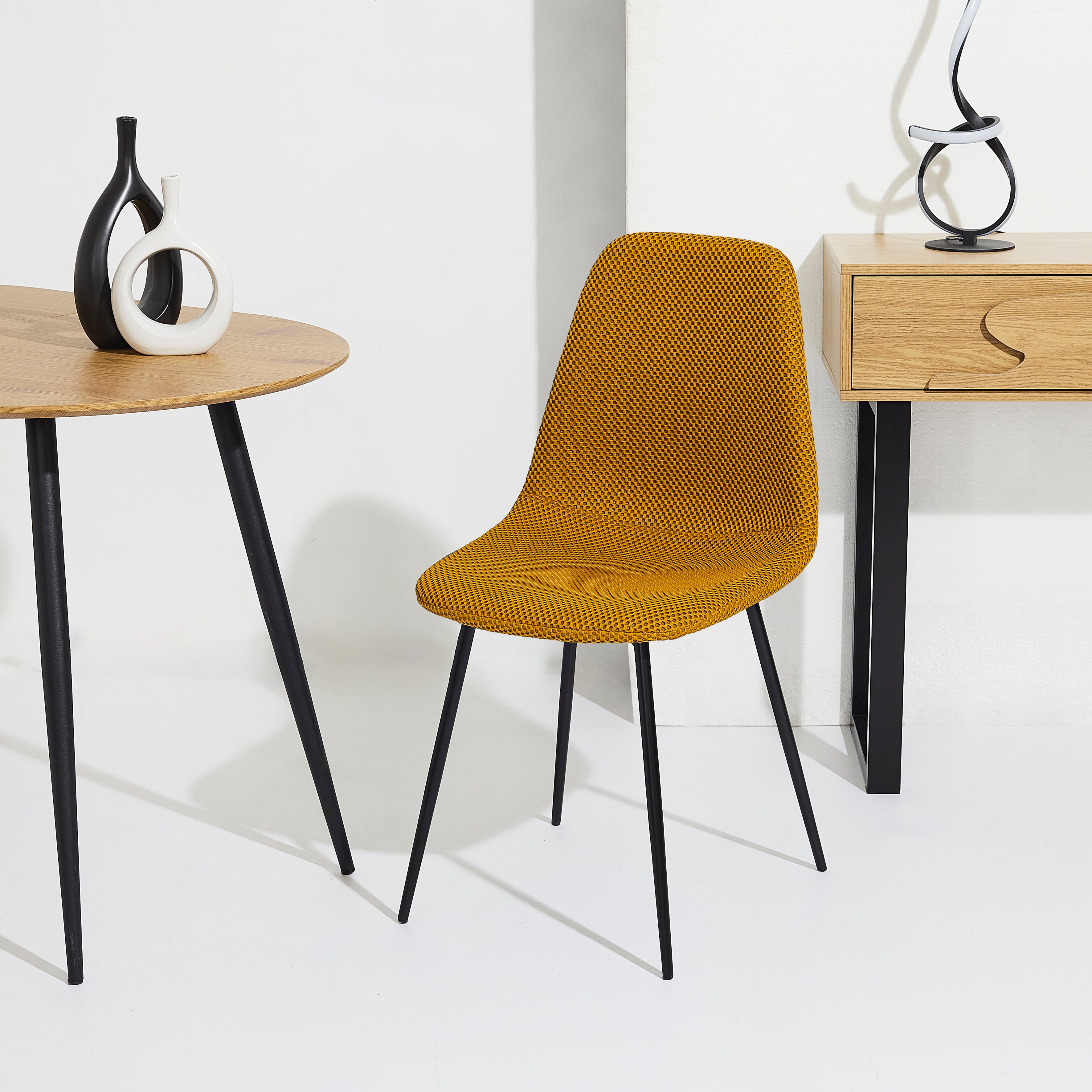 CHAISE ATOME JAUNE - LOT DE 4