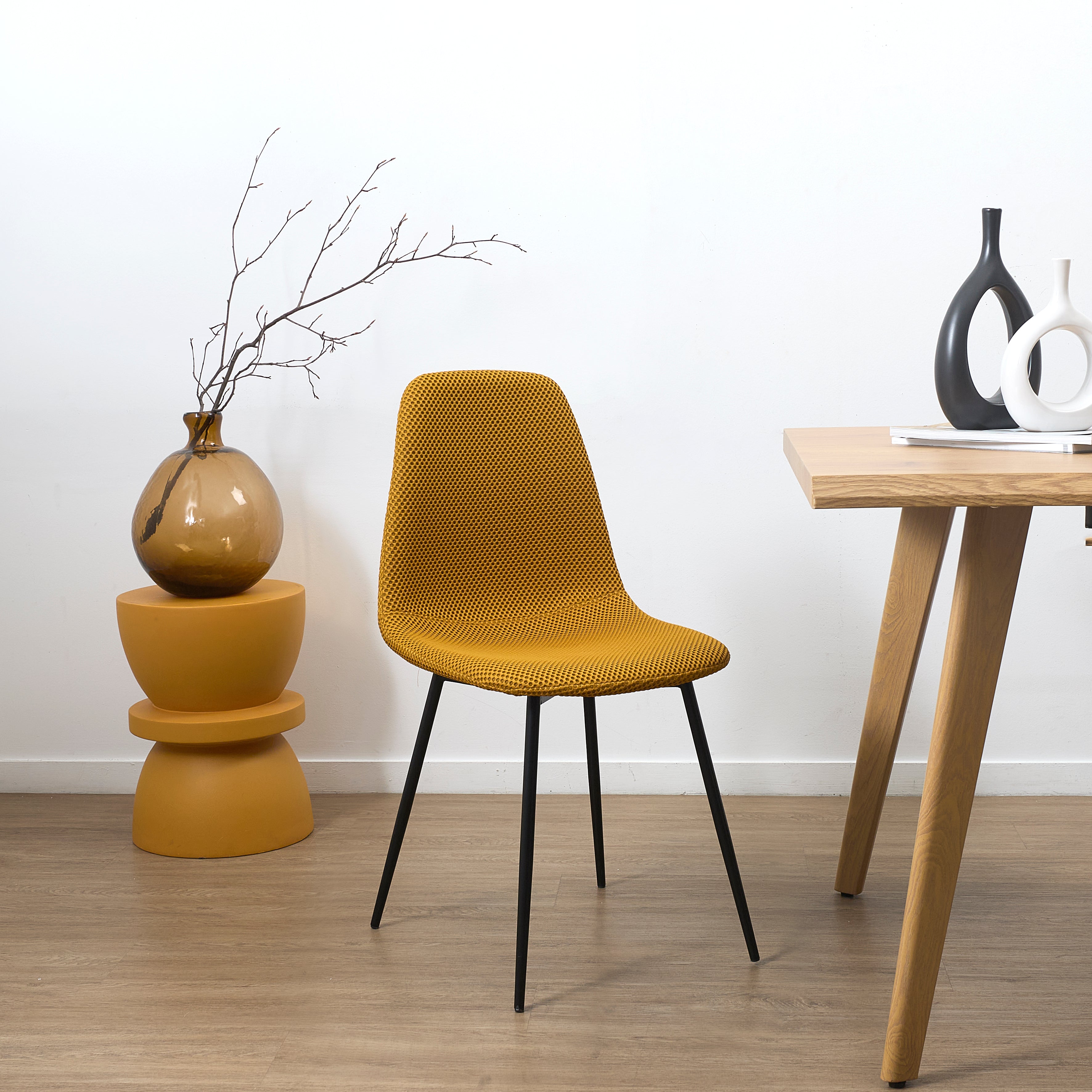 CHAISE ATOME JAUNE - LOT DE 4