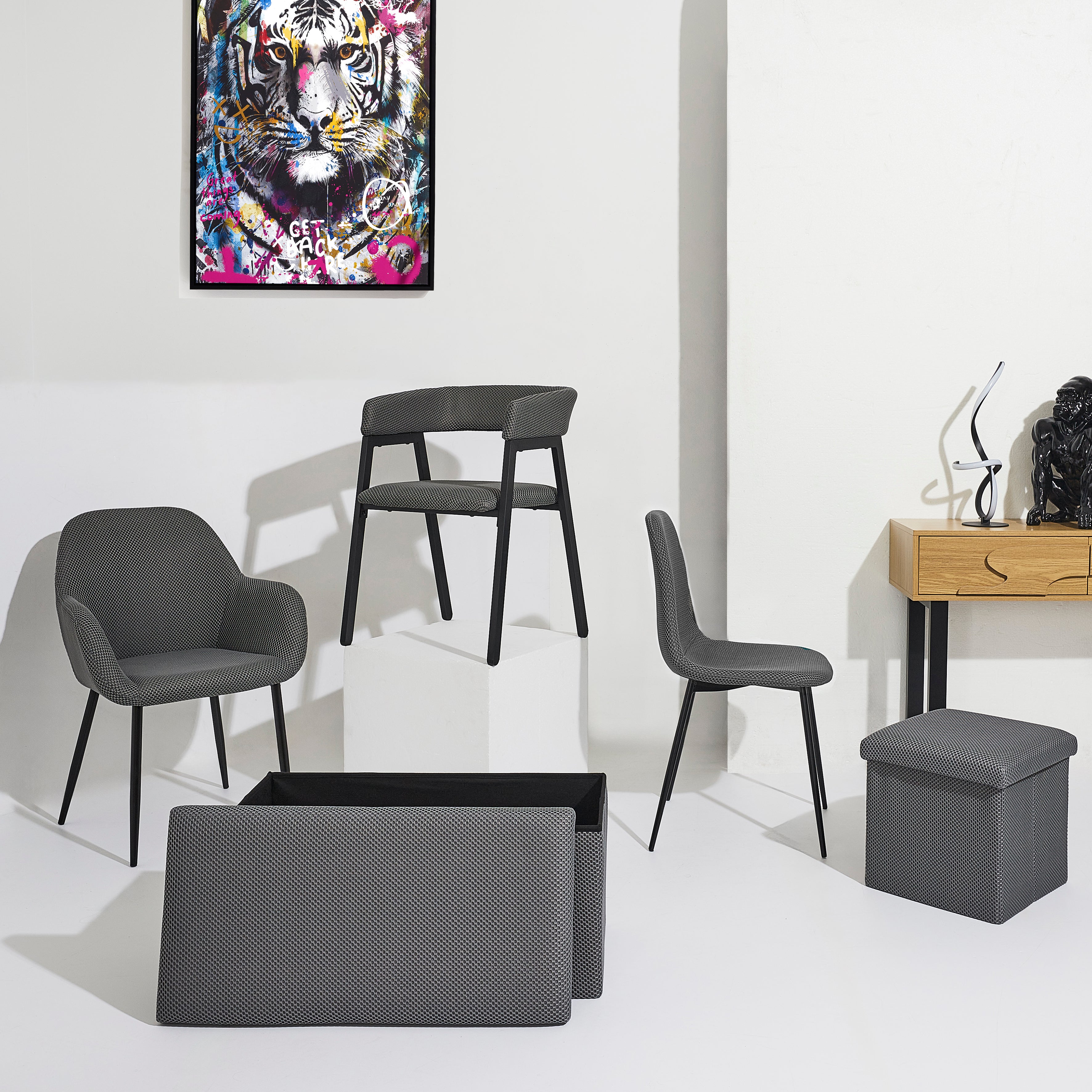 CHAISE ATOME GRIS - LOT DE 4