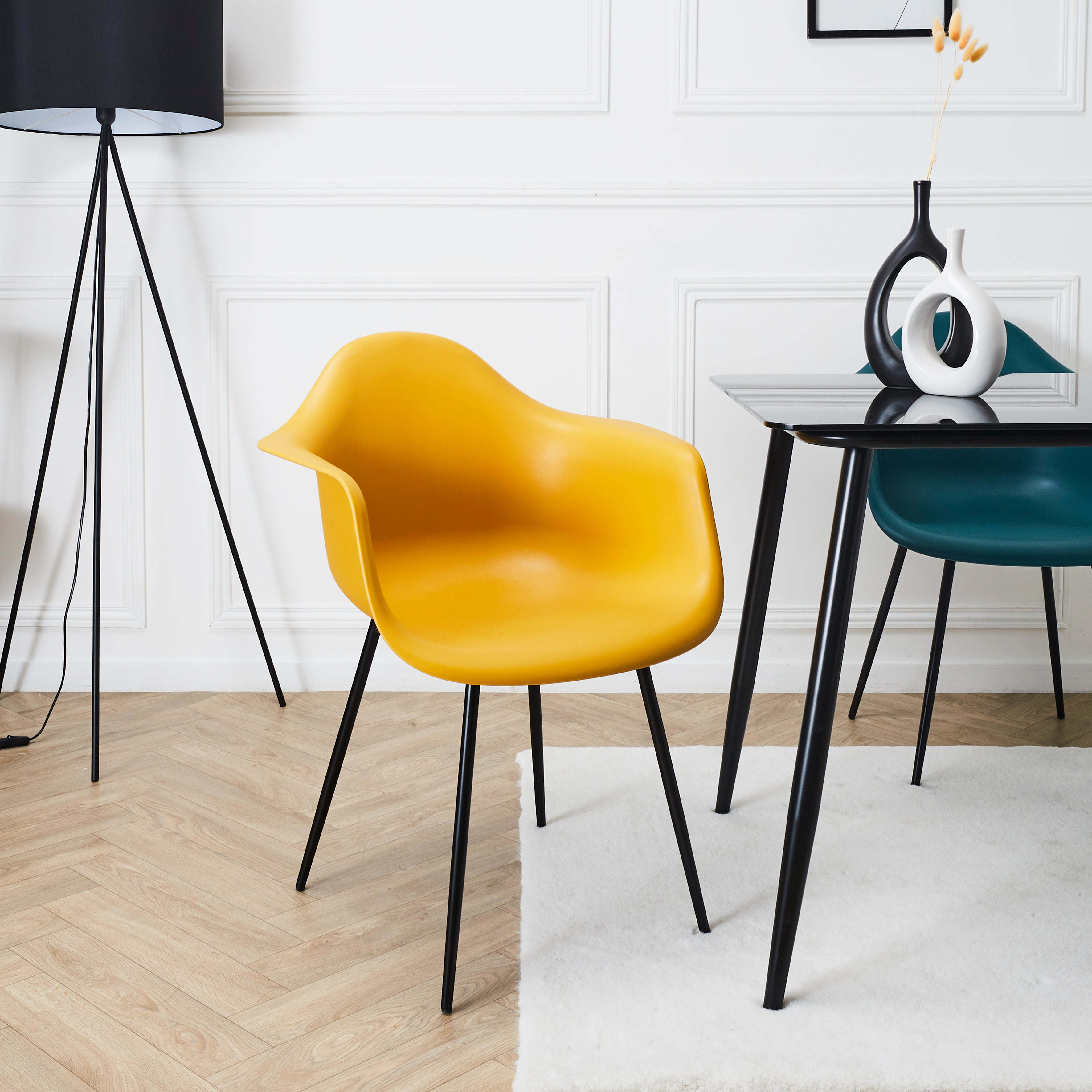FAUTEUIL GUSTAV JAUNE - LOT DE 4