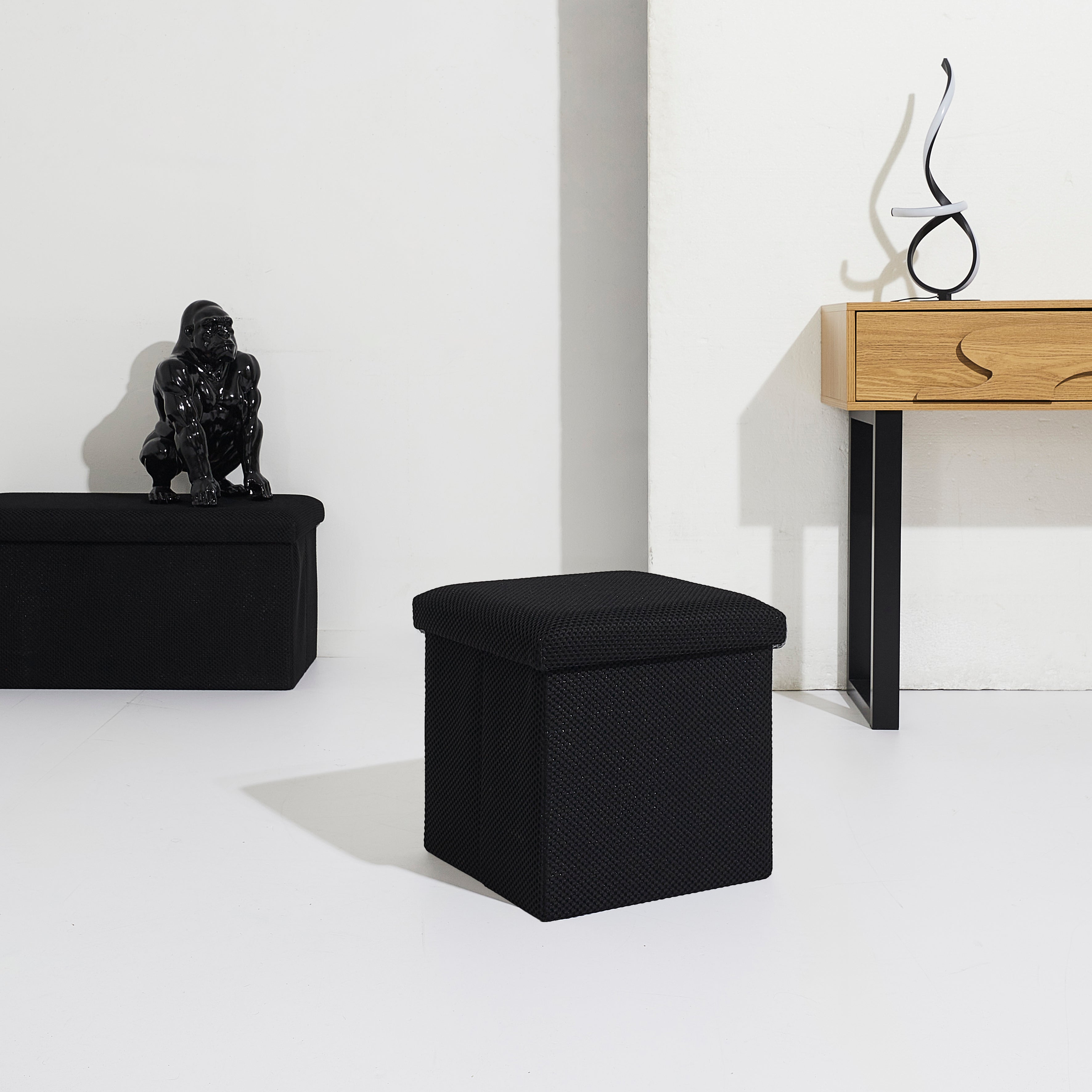 COFFRE POUF PLIABLE ATOME NOIR