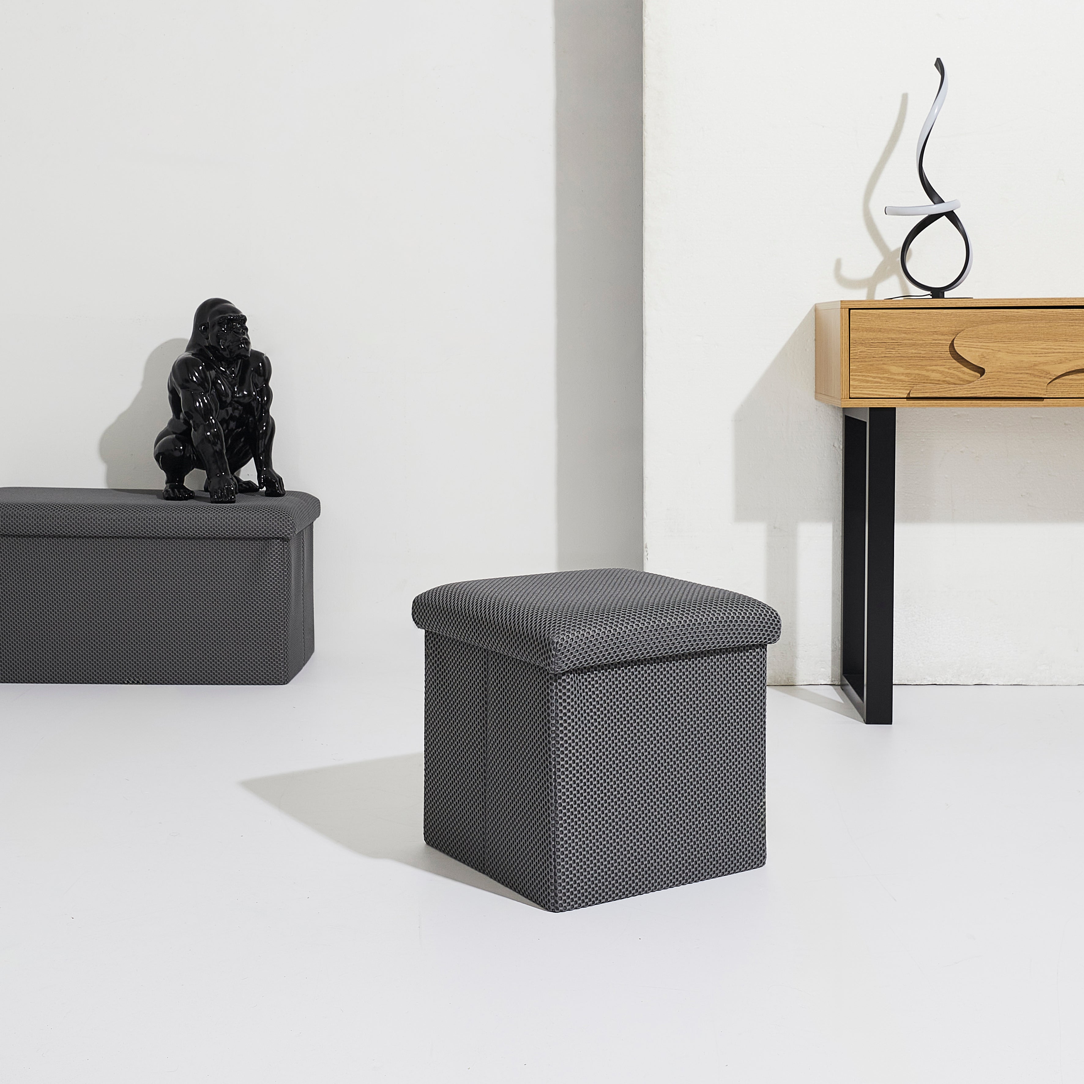 COFFRE POUF PLIABLE ATOME GRIS