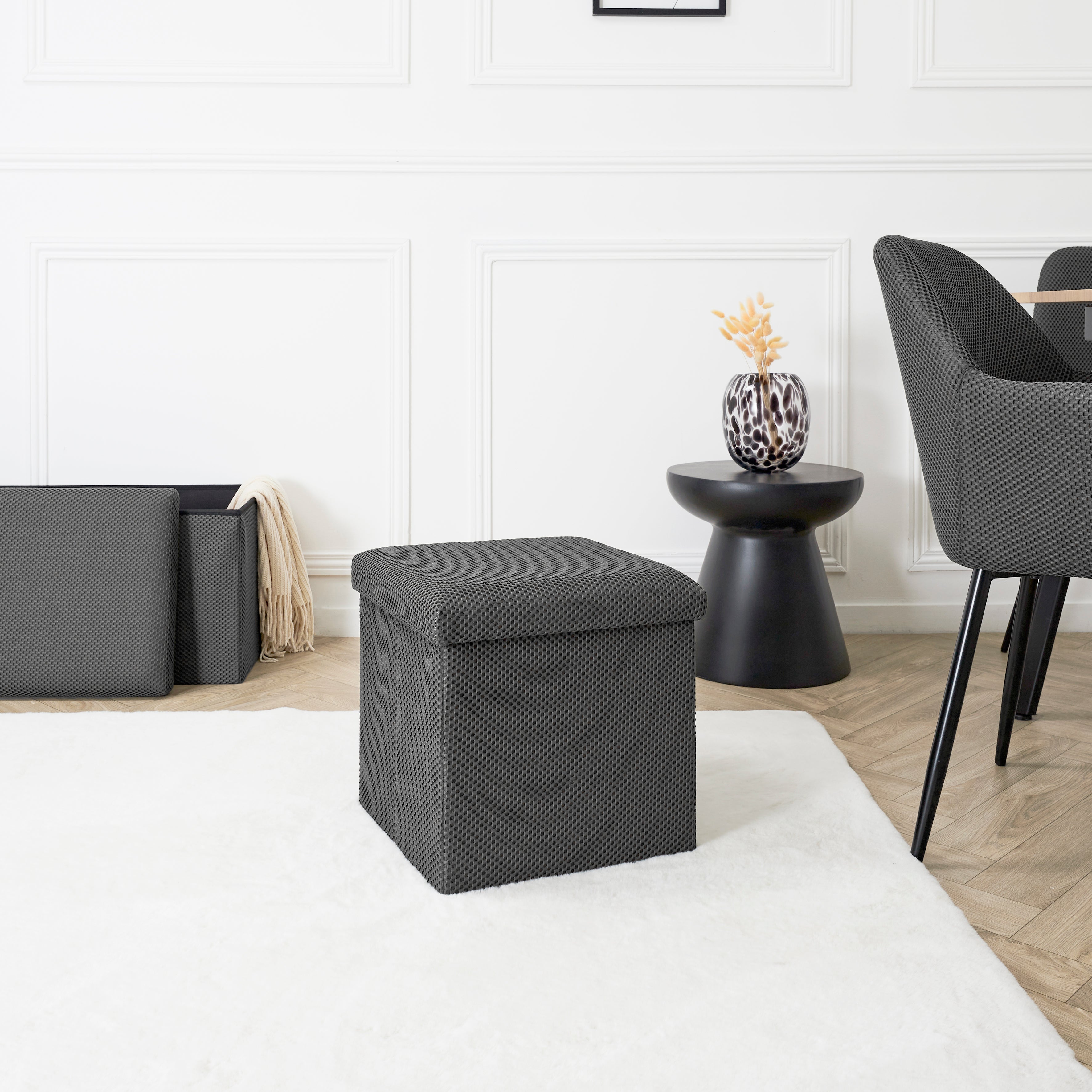 COFFRE POUF PLIABLE ATOME GRIS