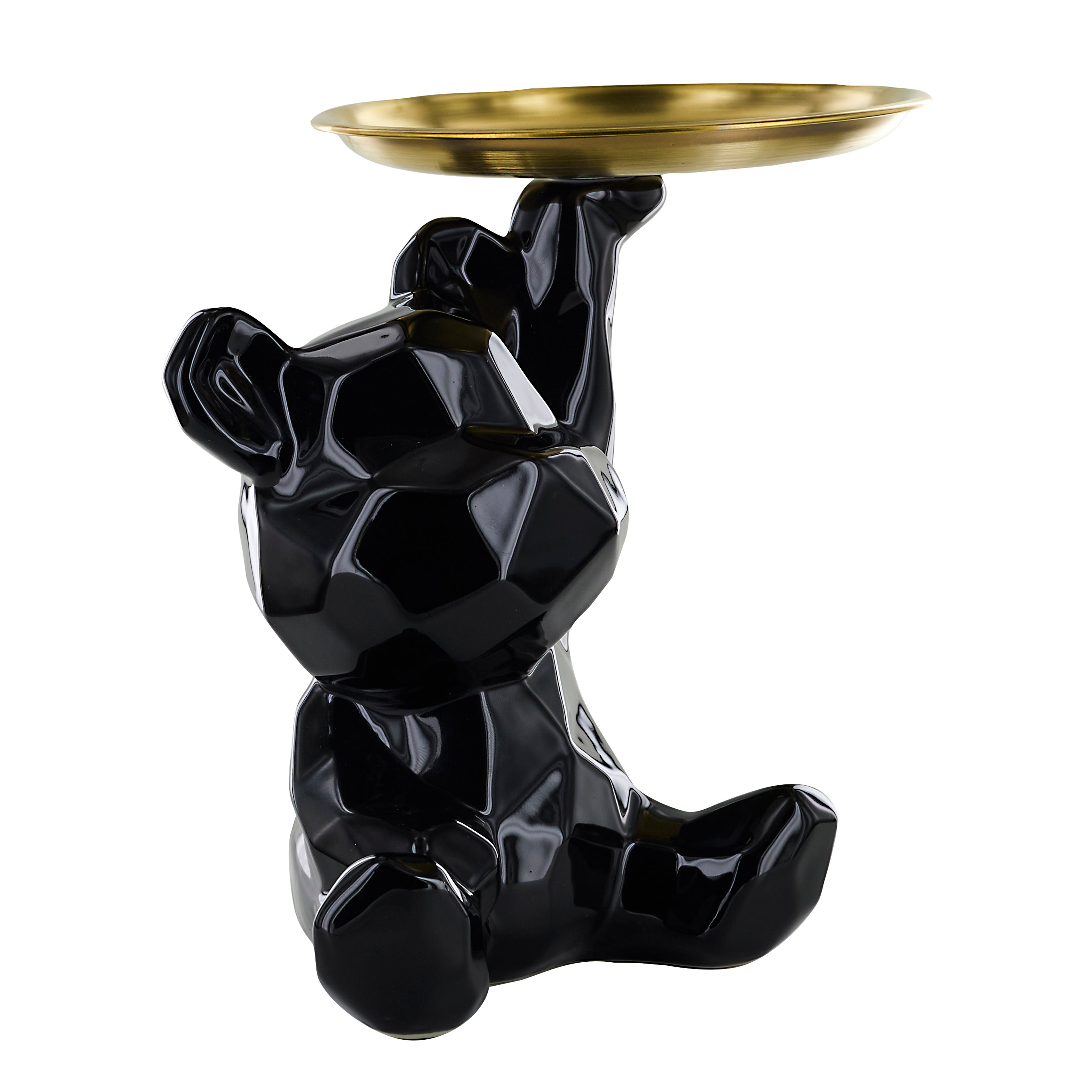 STATUE OURSON VIDE POCHE NOIR H12CM