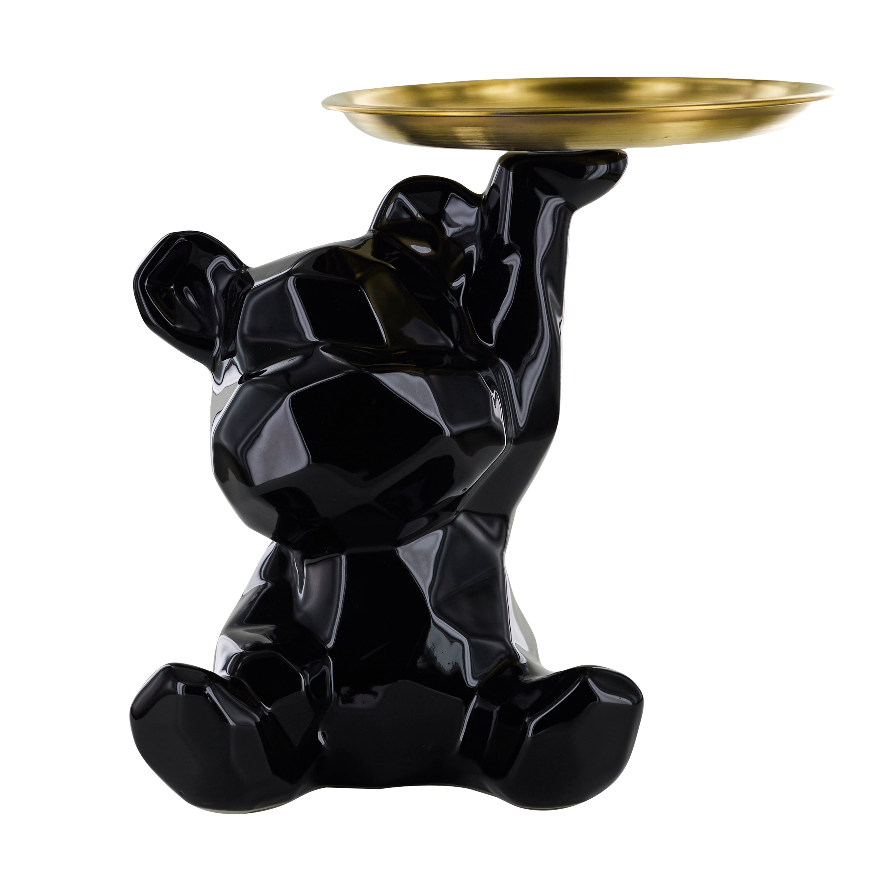 STATUE OURSON VIDE POCHE NOIR H12CM