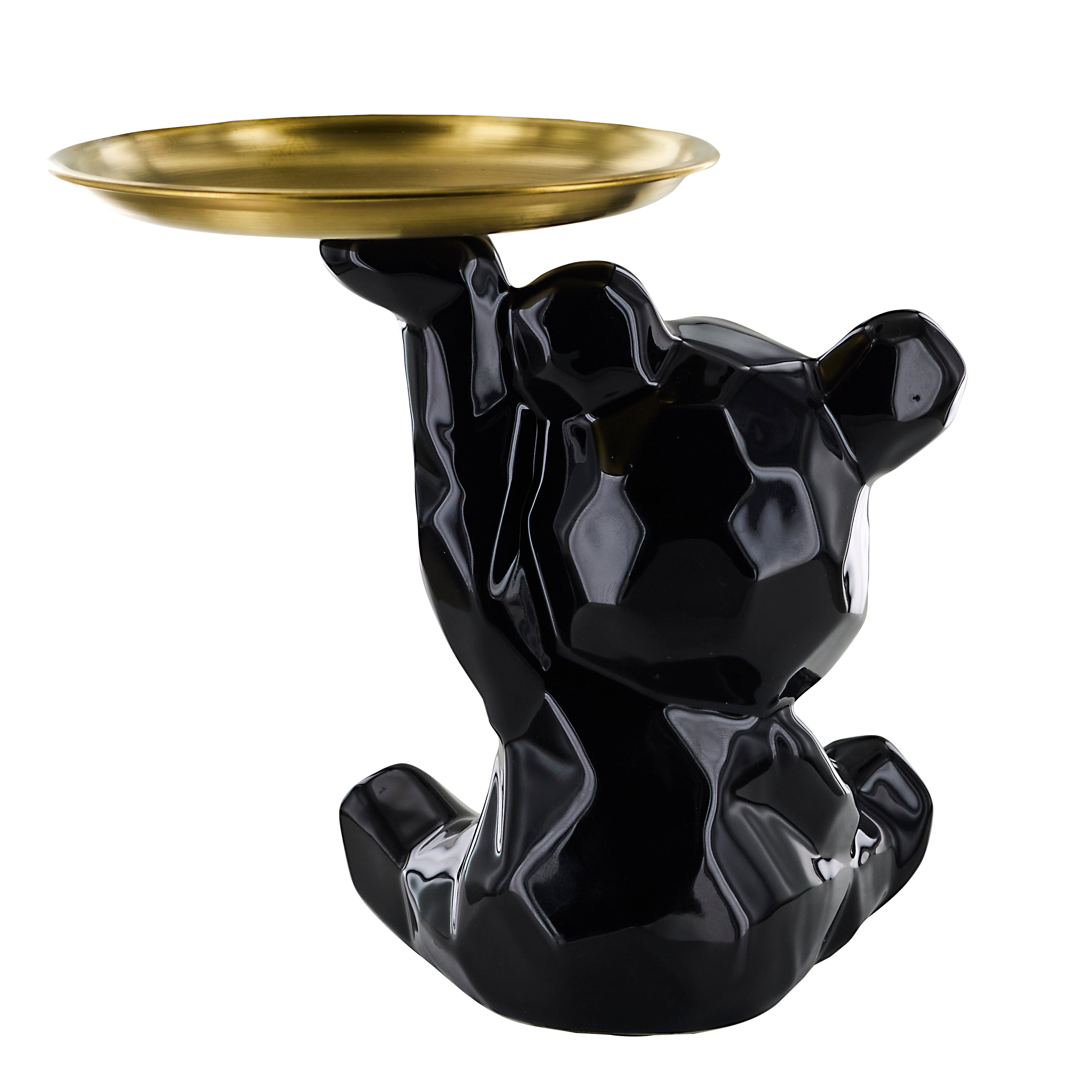 STATUE OURSON VIDE POCHE NOIR H12CM