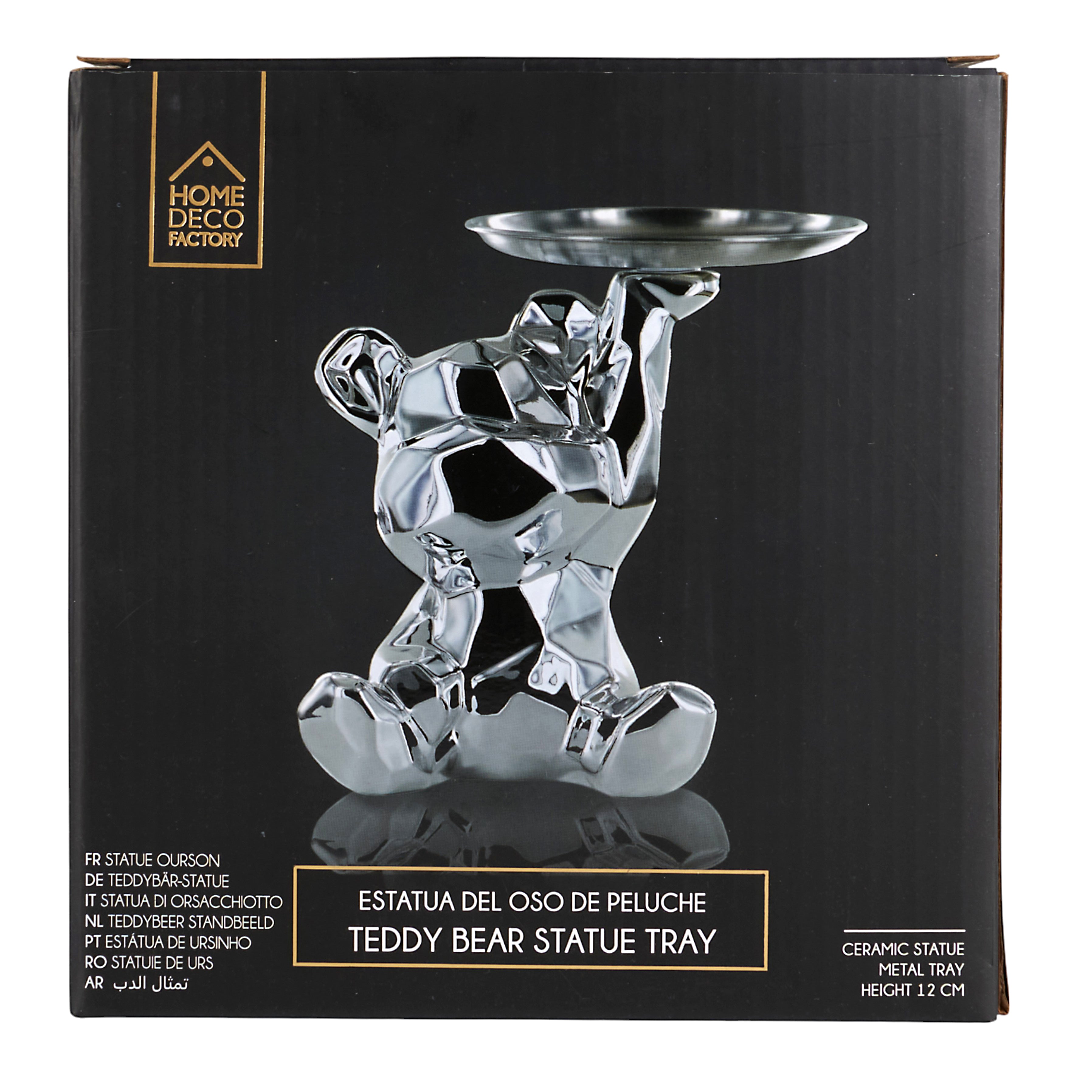 STATUE OURSON VIDE POCHE ARGENT H12CM