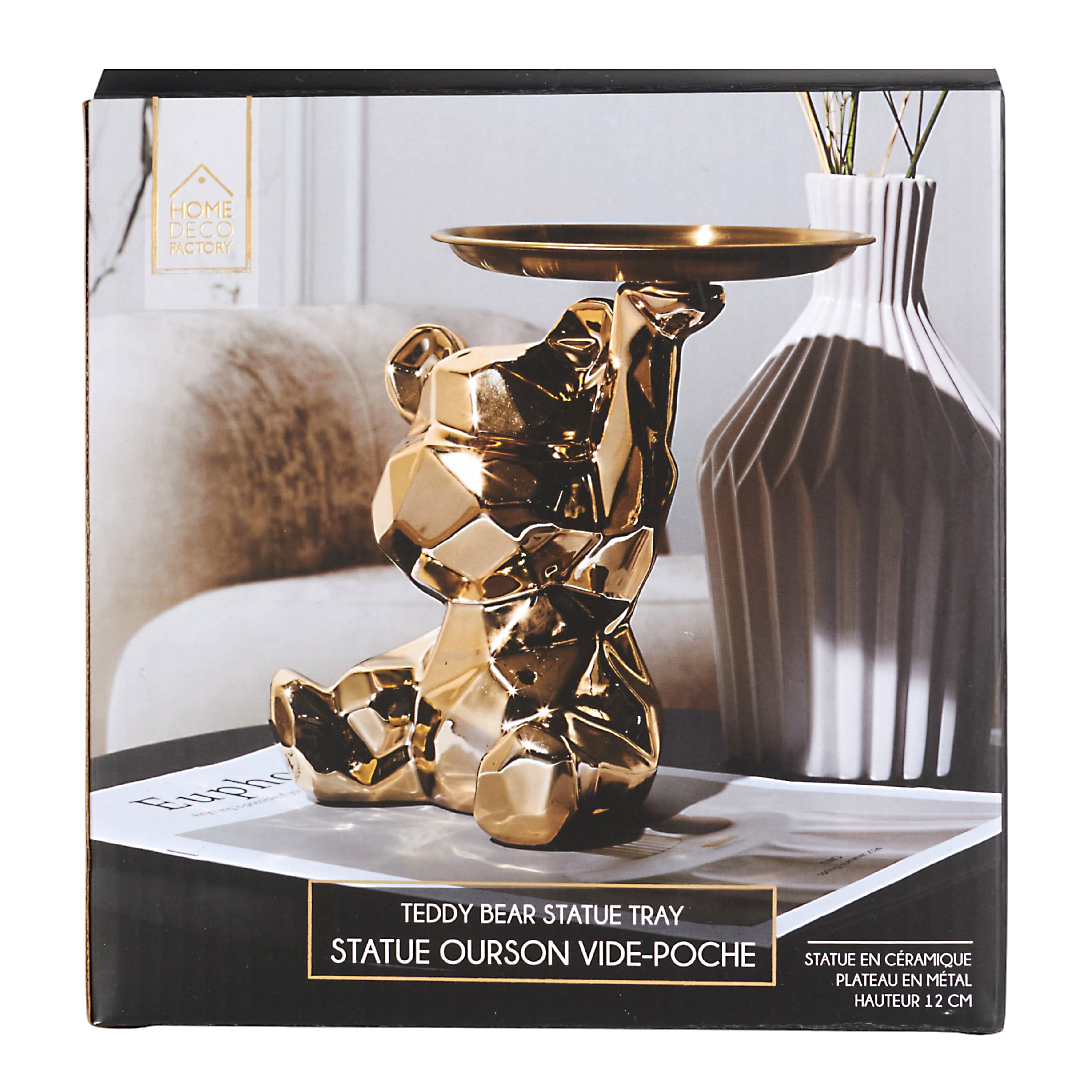 STATUE OURSON VIDE POCHE DORE H12CM