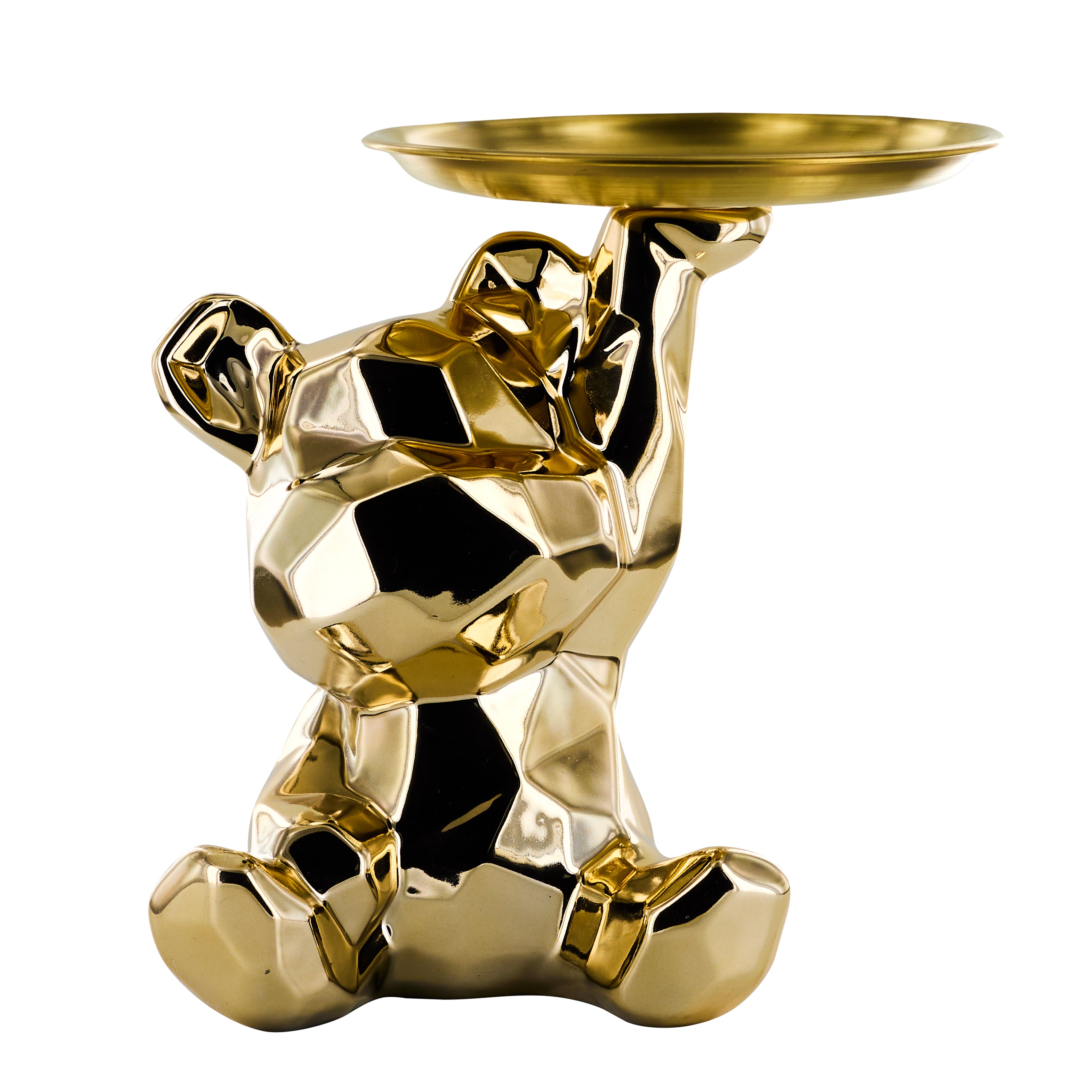 STATUE OURSON VIDE POCHE DORE H12CM