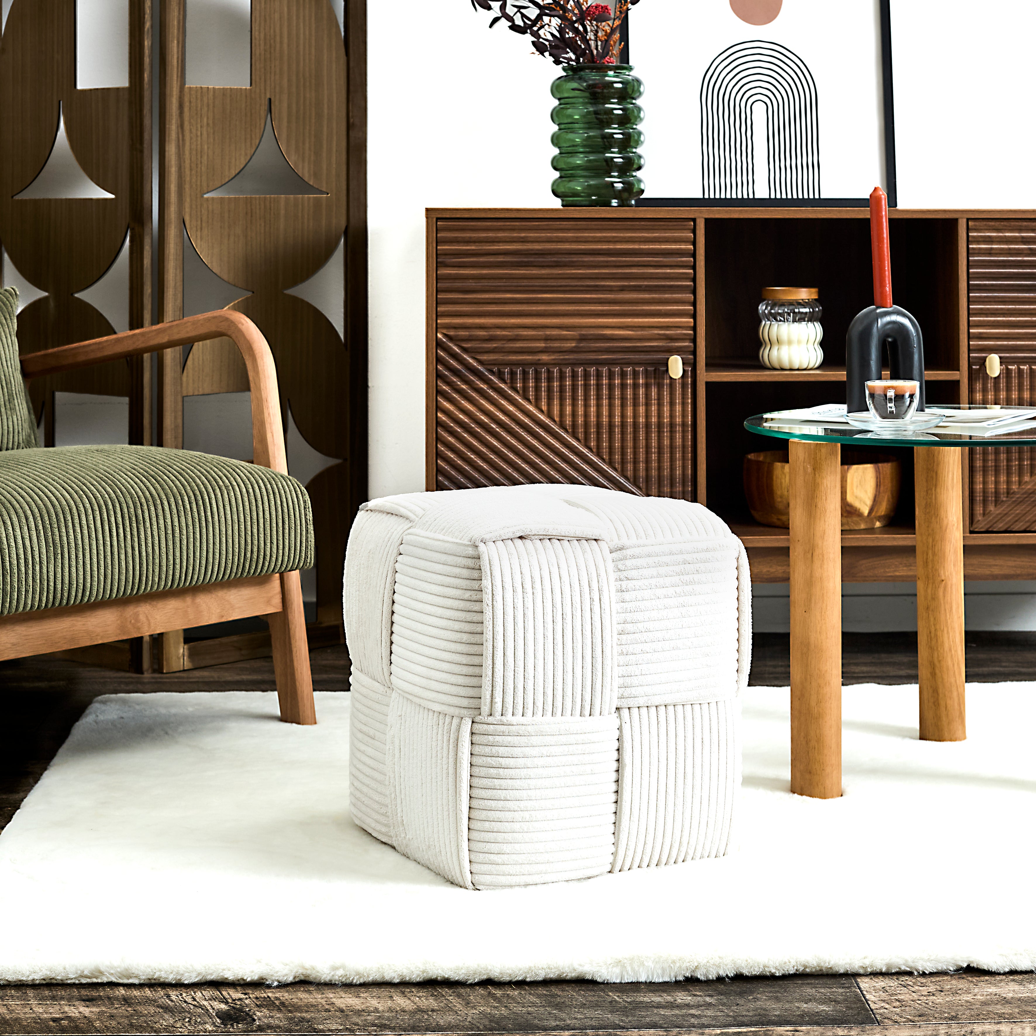 POUF COTELE TRESSE SCOTT BEIGE