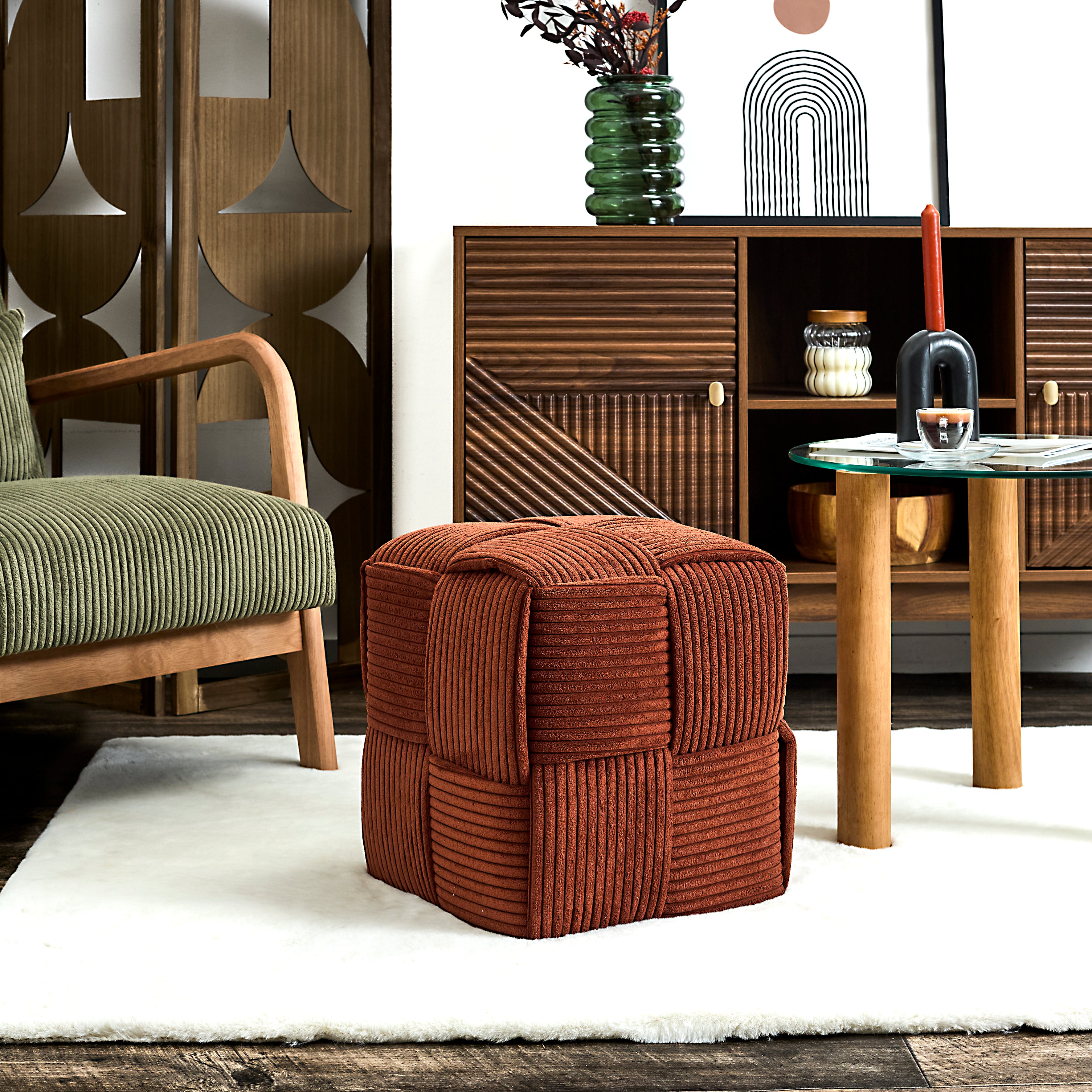 POUF COTELE TRESSE SCOTT TERRACOTTA