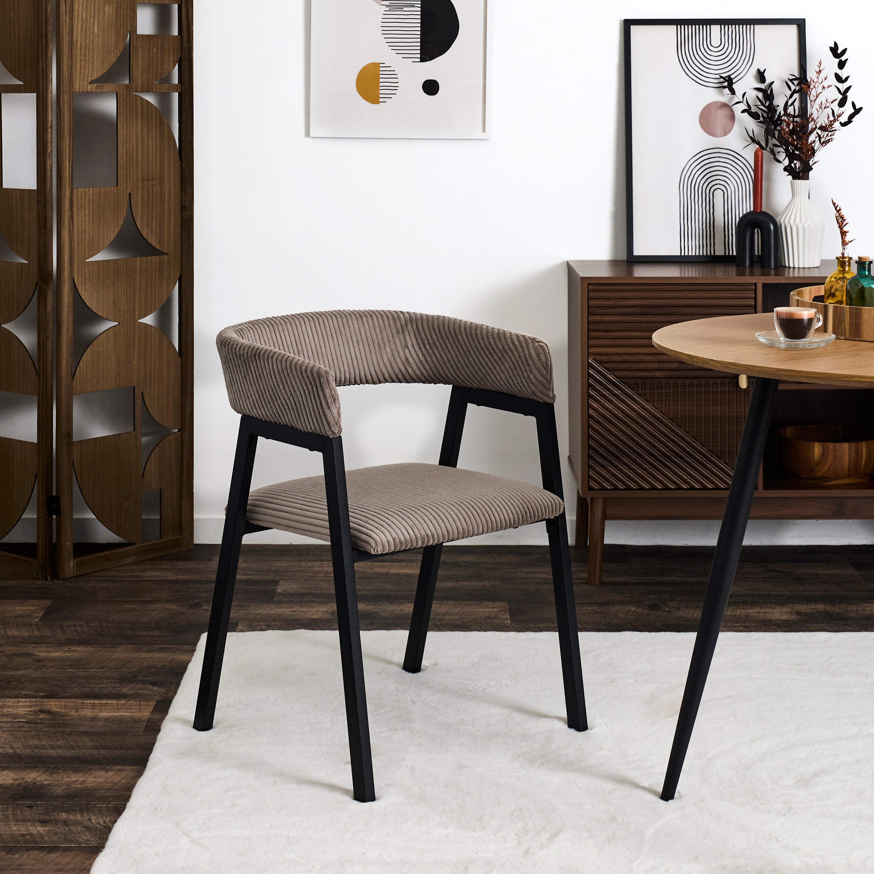 FAUTEUIL DESIGN COTELE SCOTT TAUPE - LOT DE 2
