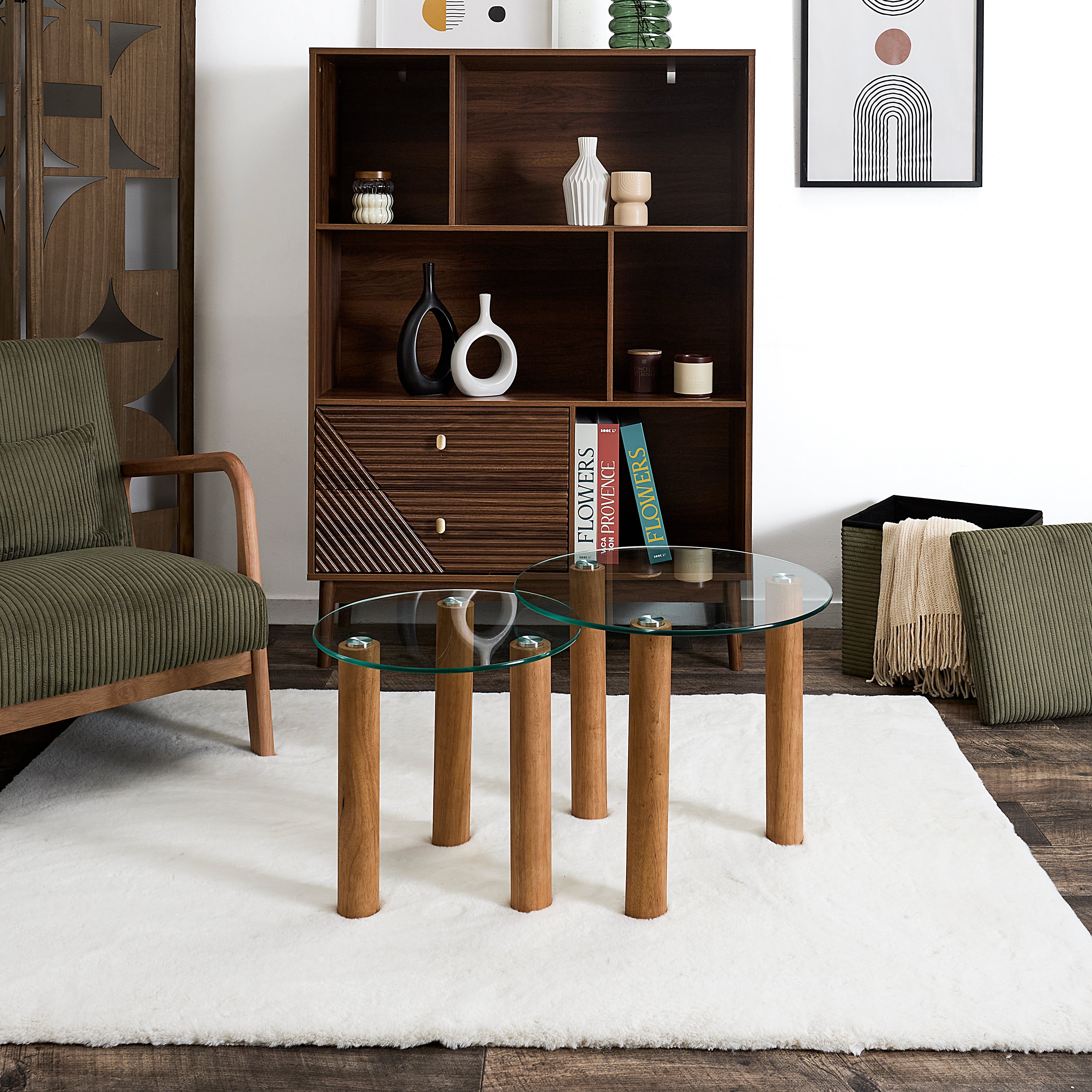 TABLE GIGOGNE VERRE TREMPE ROND CLARA X2