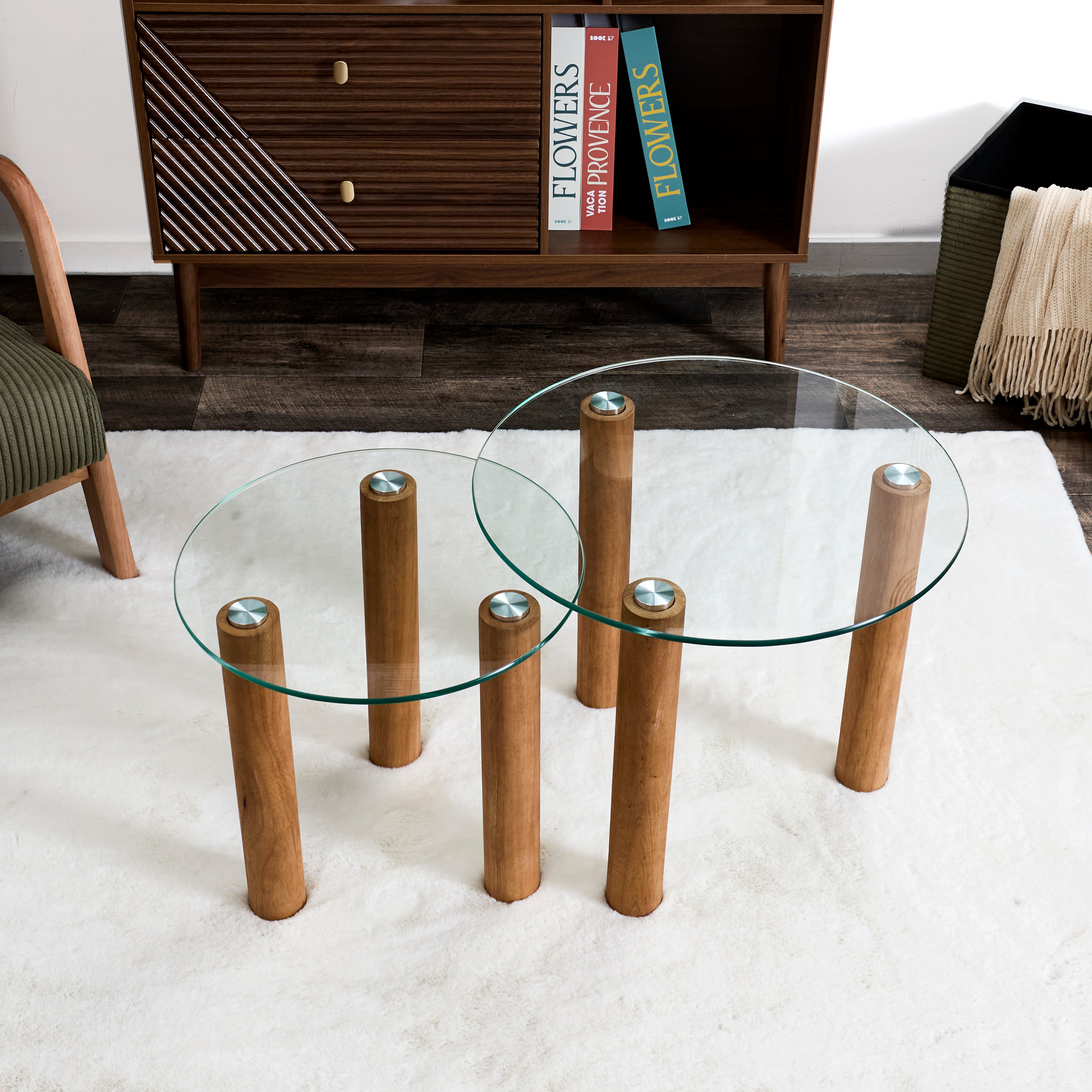 TABLE GIGOGNE VERRE TREMPE ROND CLARA X2