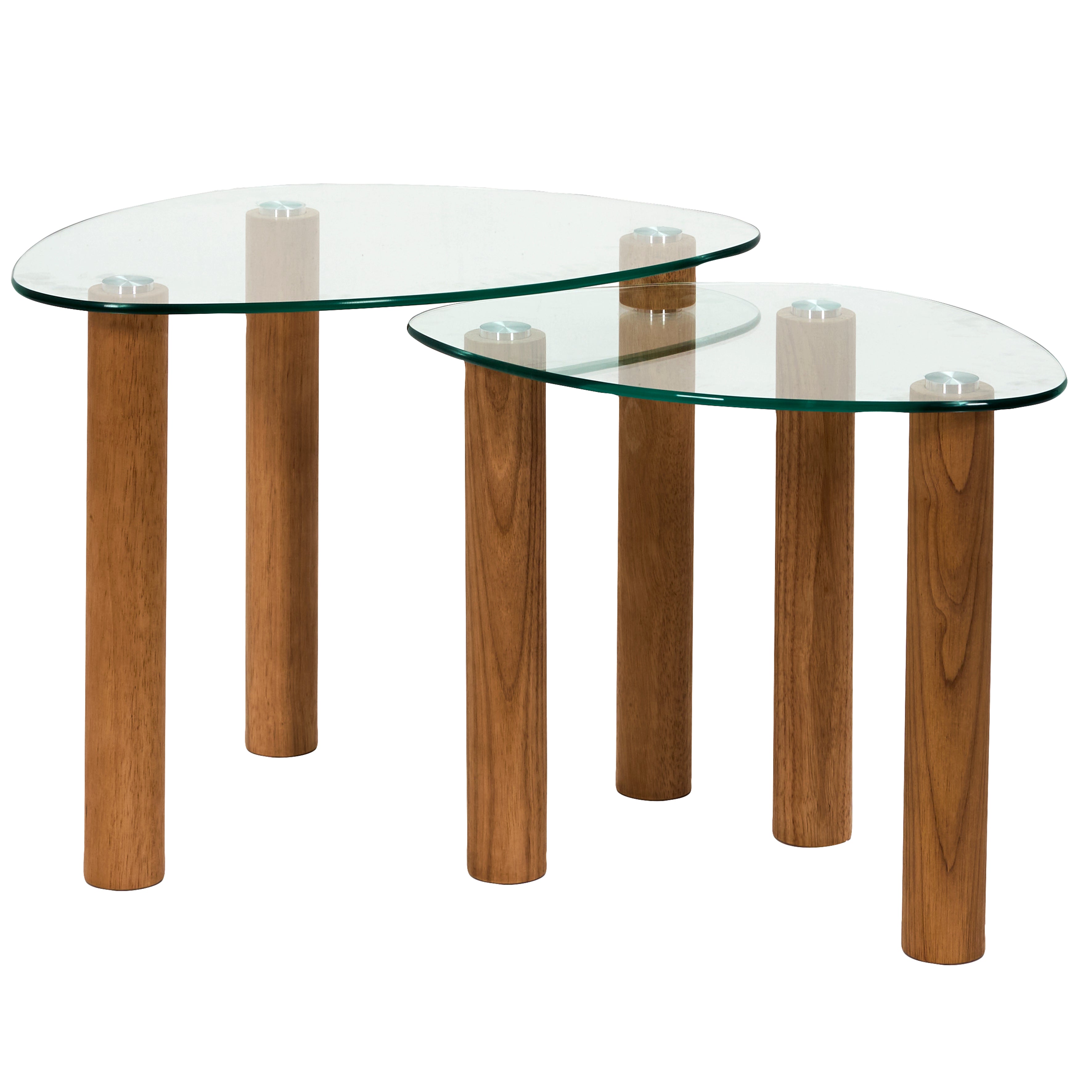 TABLE GIGOGNE VERRE TREMPE GALET CLARA X2