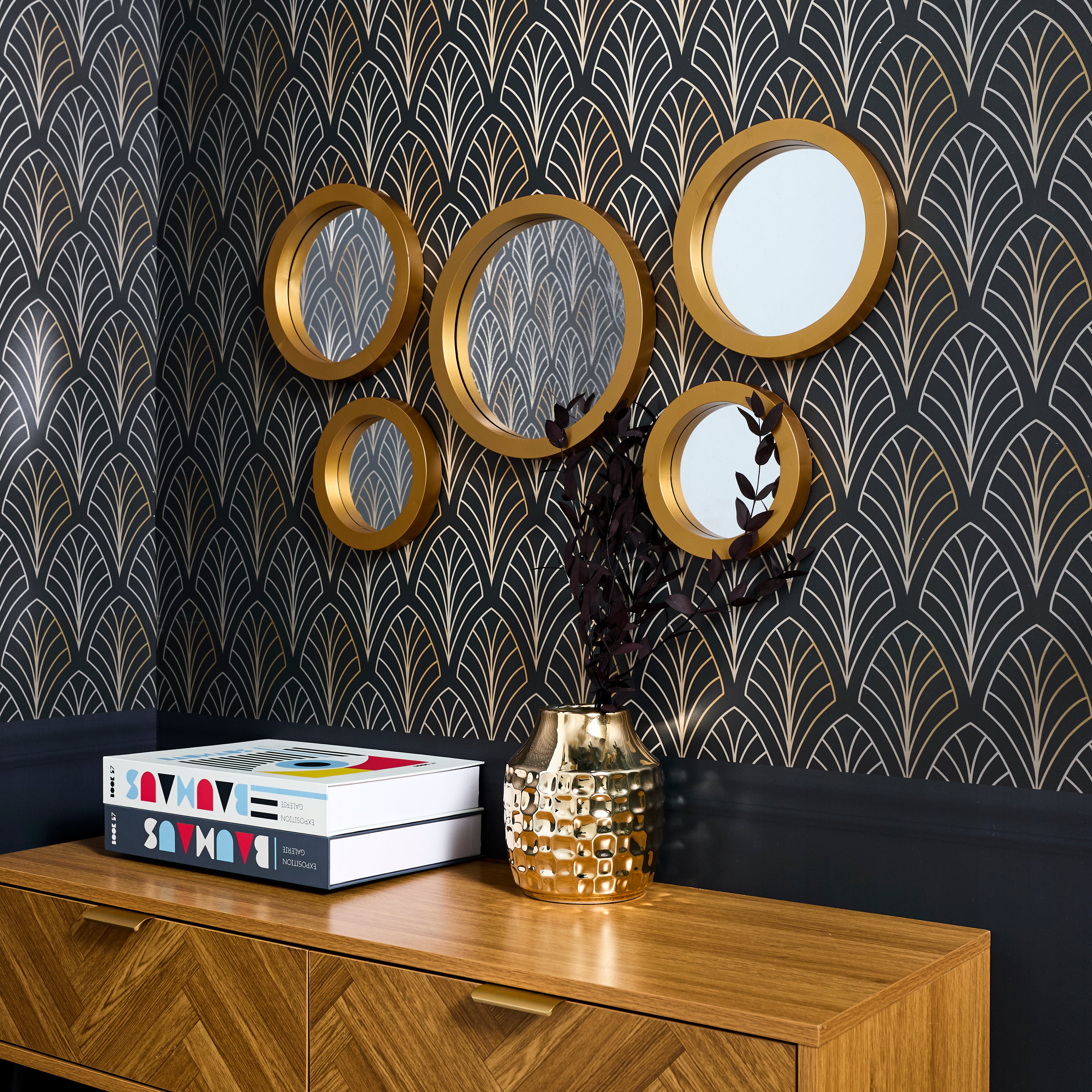 MIROIR ROND X5 DORE