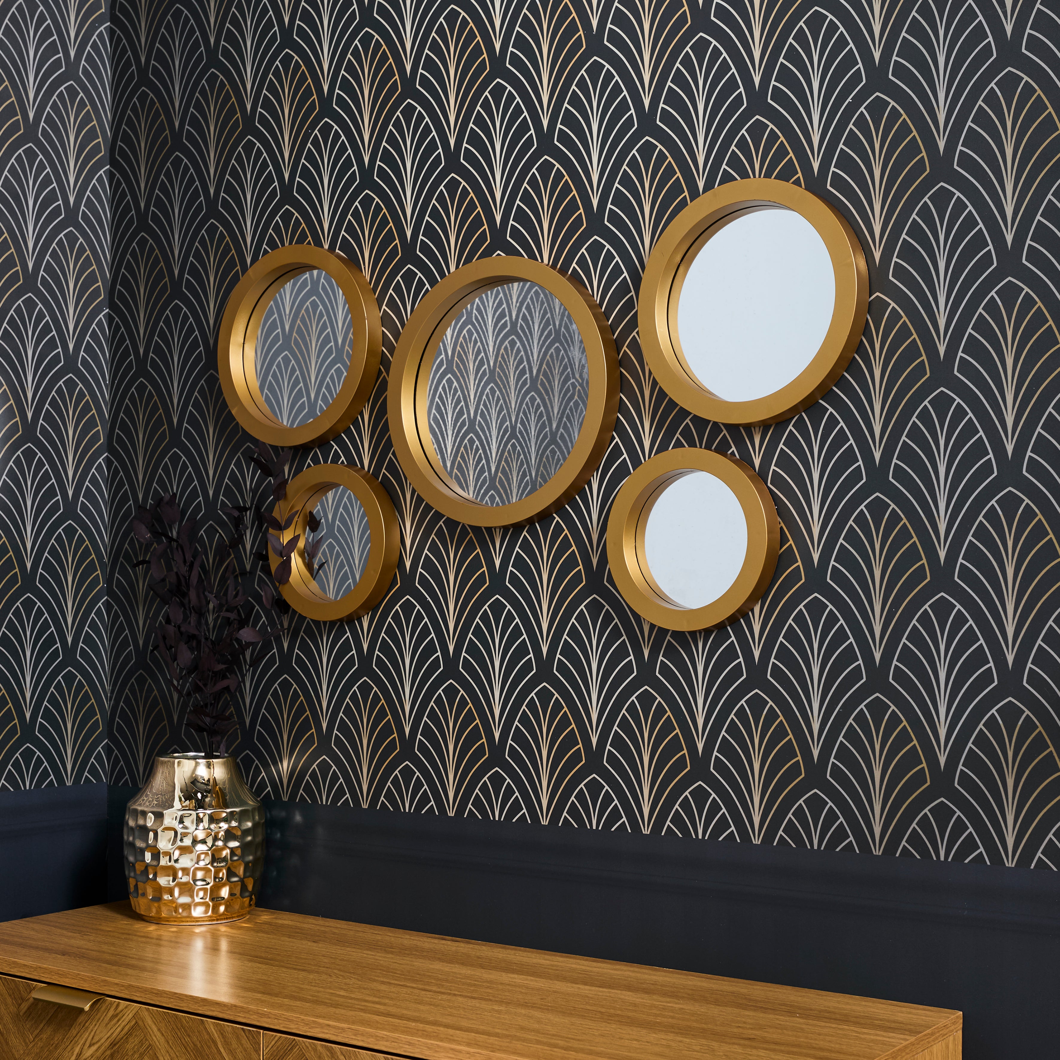 MIROIR ROND X5 DORE