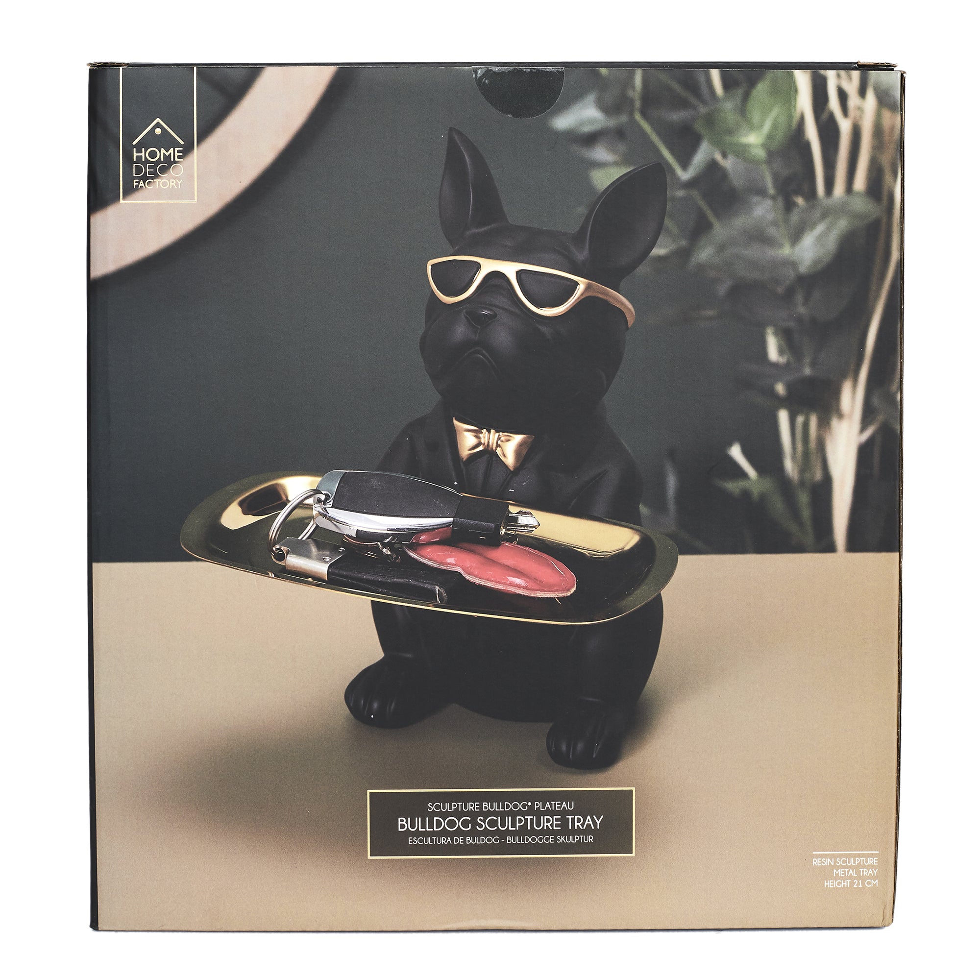 SCULPTURE DECO BULLDOG NOIR VIDE POCHE 21CM