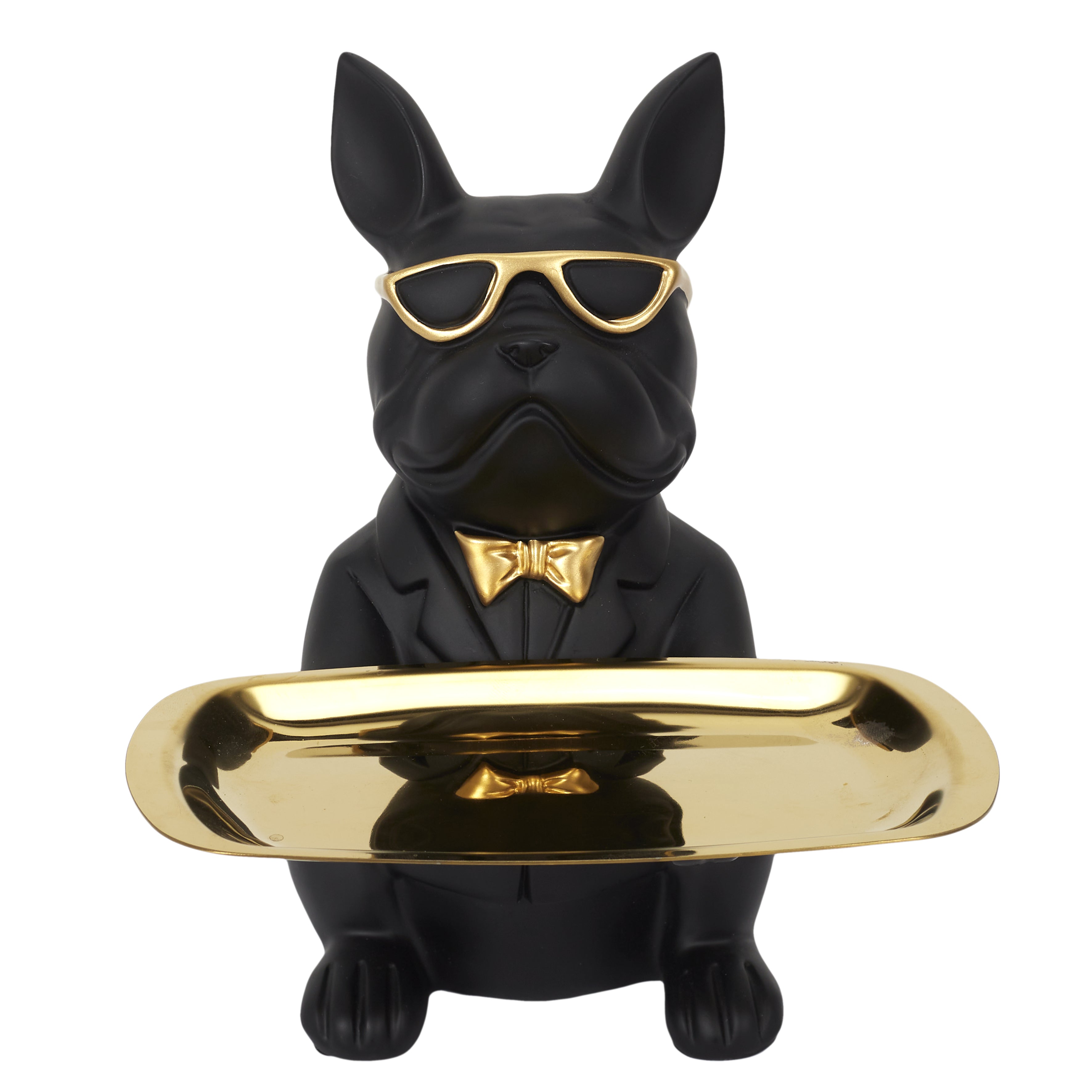 SCULPTURE DECO BULLDOG NOIR VIDE POCHE 21CM