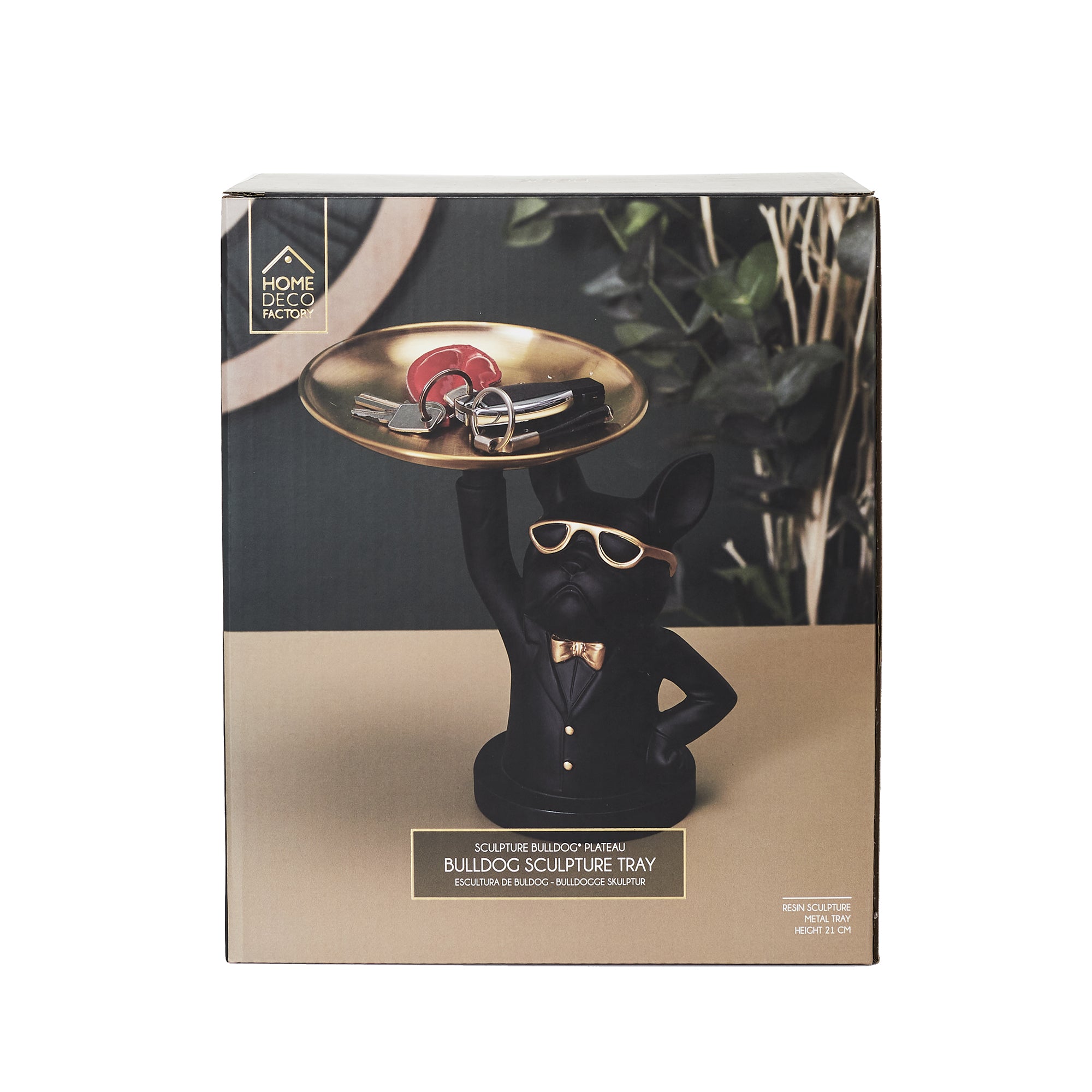 SCULPTURE DECO BULLDOG NOIR VIDE POCHE 23CM