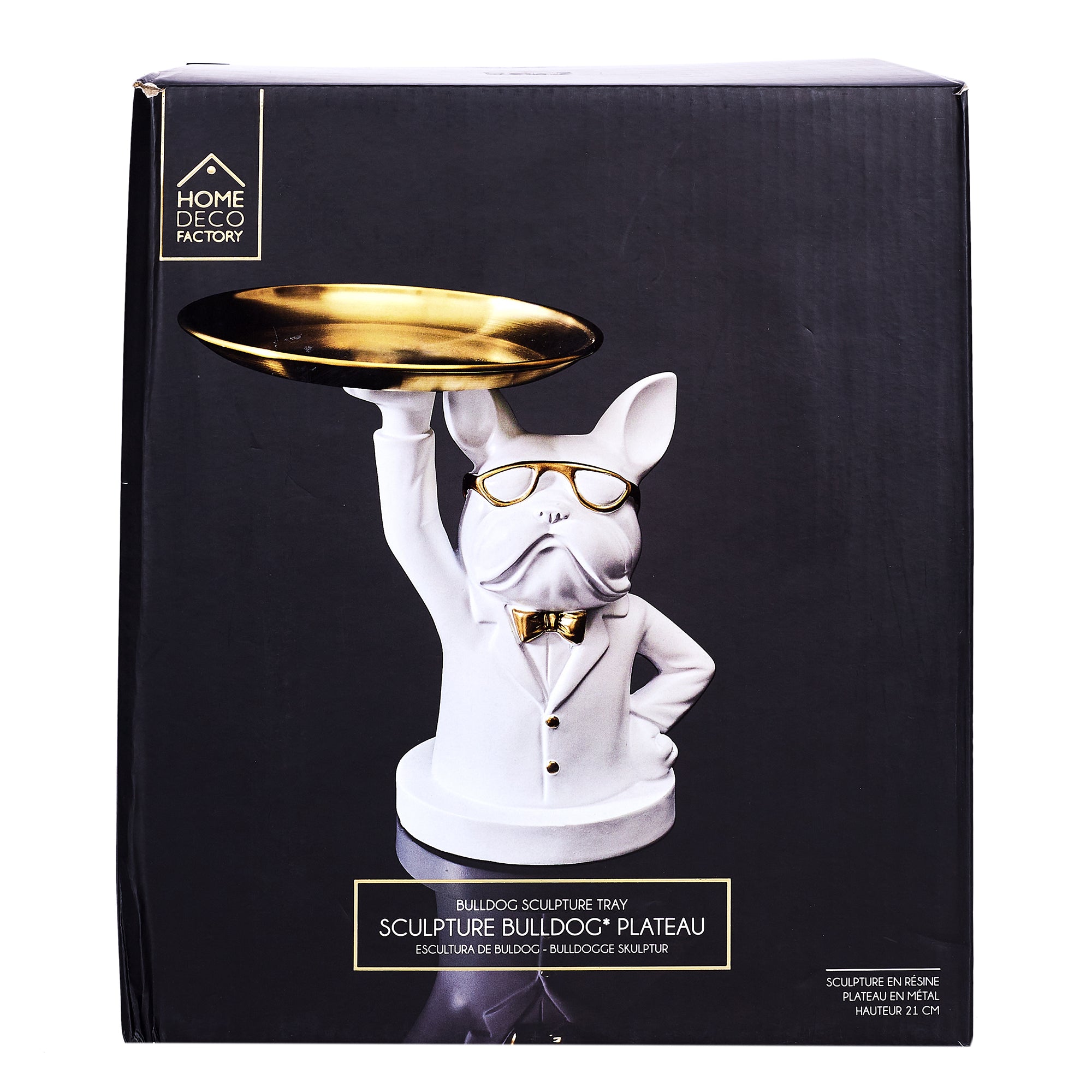 STATUE BULLDOG BLANC VIDE POCHE 23CM