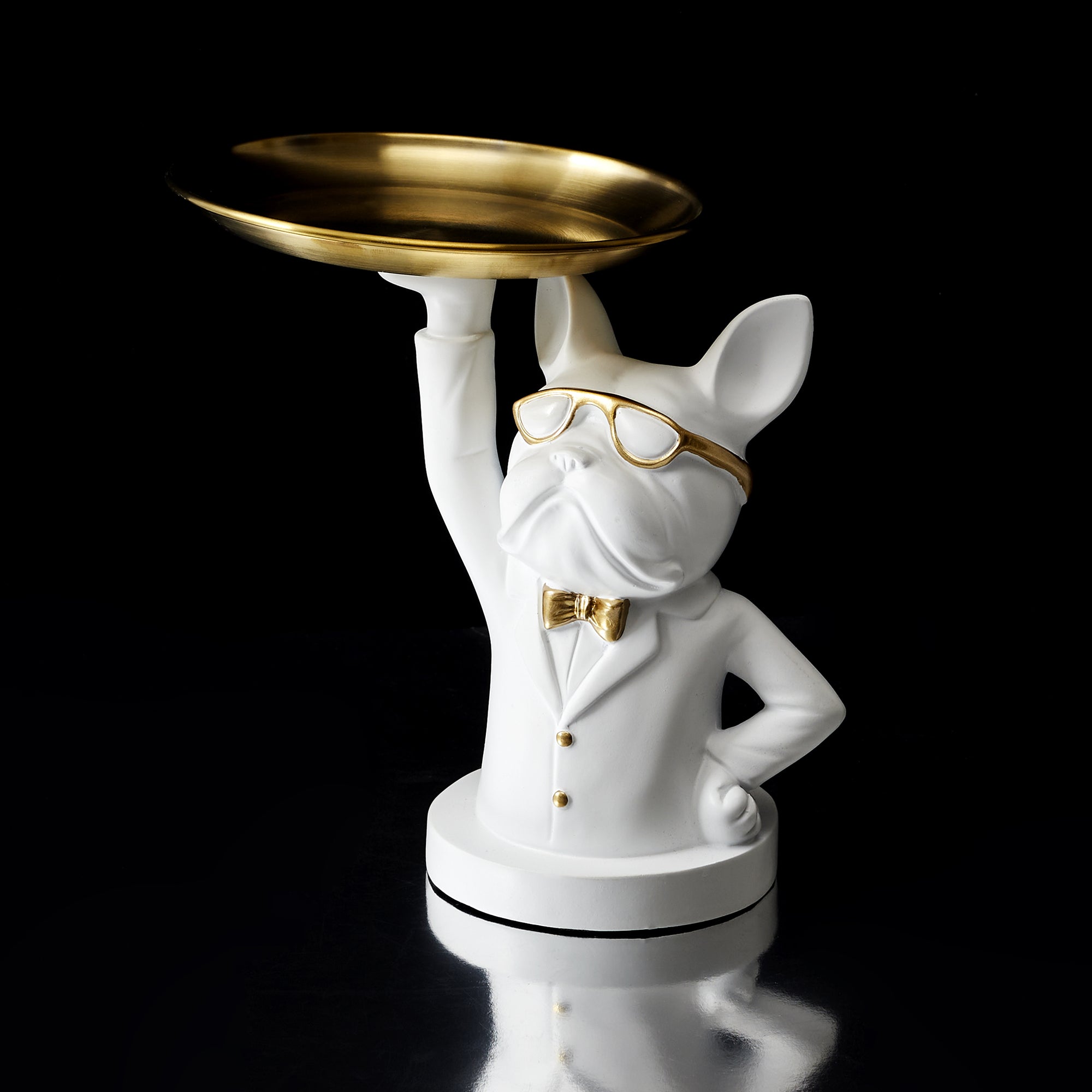STATUE BULLDOG BLANC VIDE POCHE 23CM