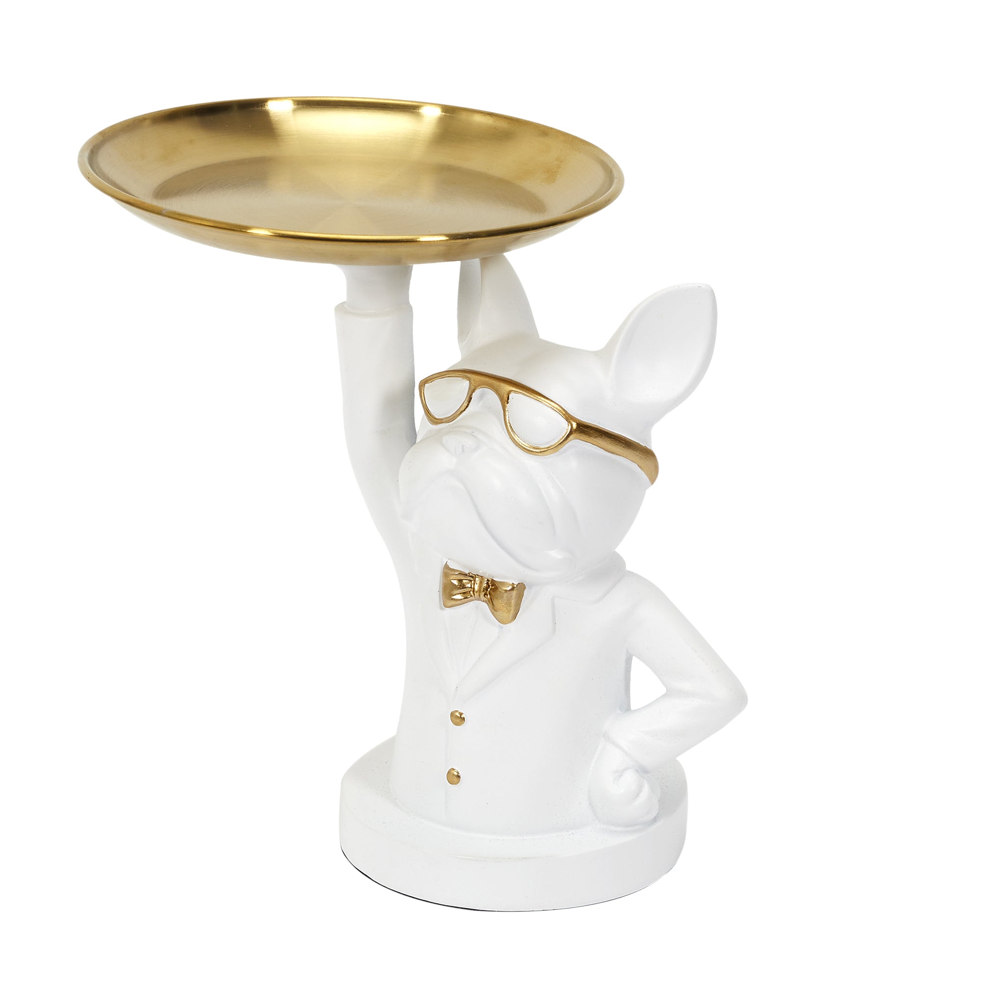 STATUE BULLDOG BLANC VIDE POCHE 23CM