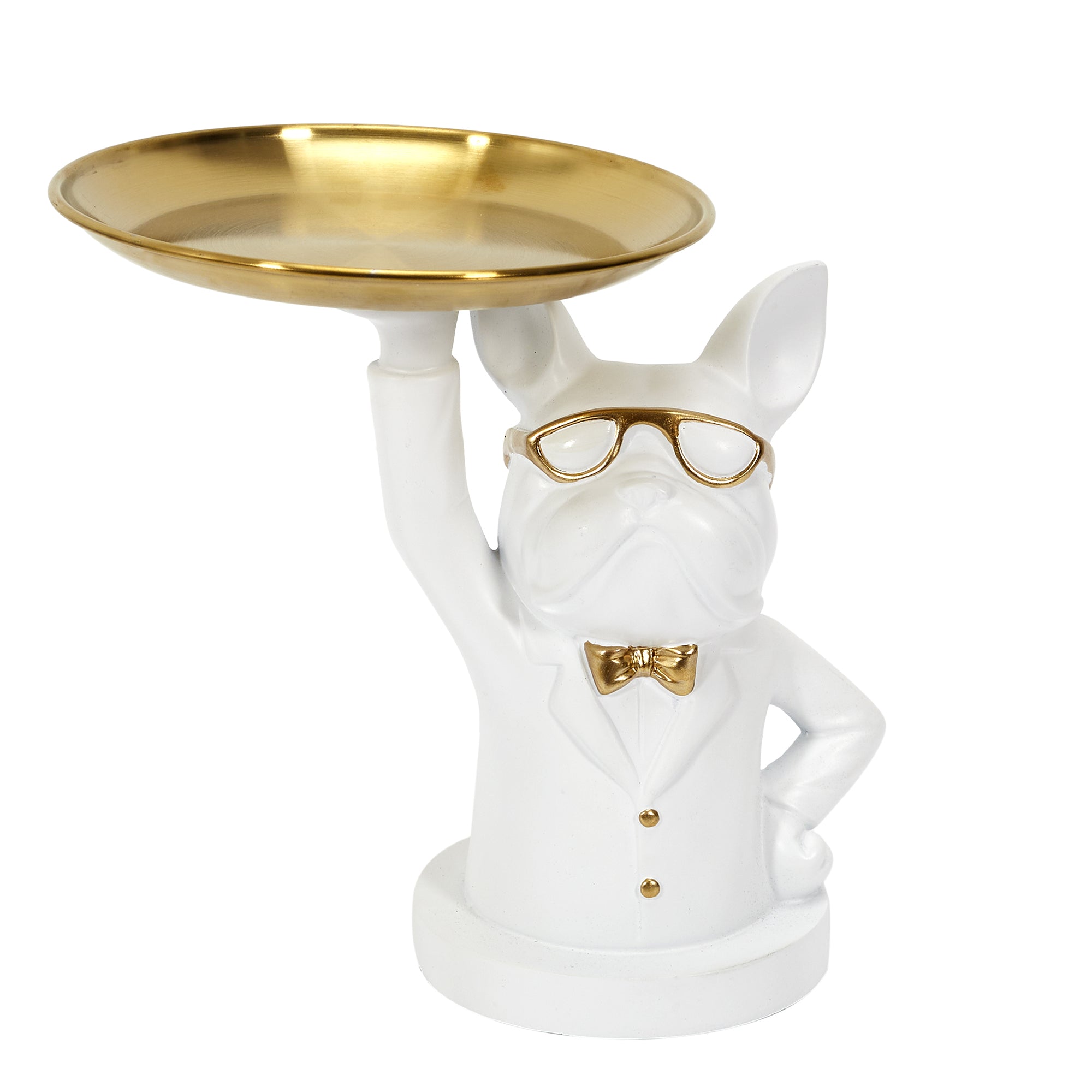 STATUE BULLDOG BLANC VIDE POCHE 23CM