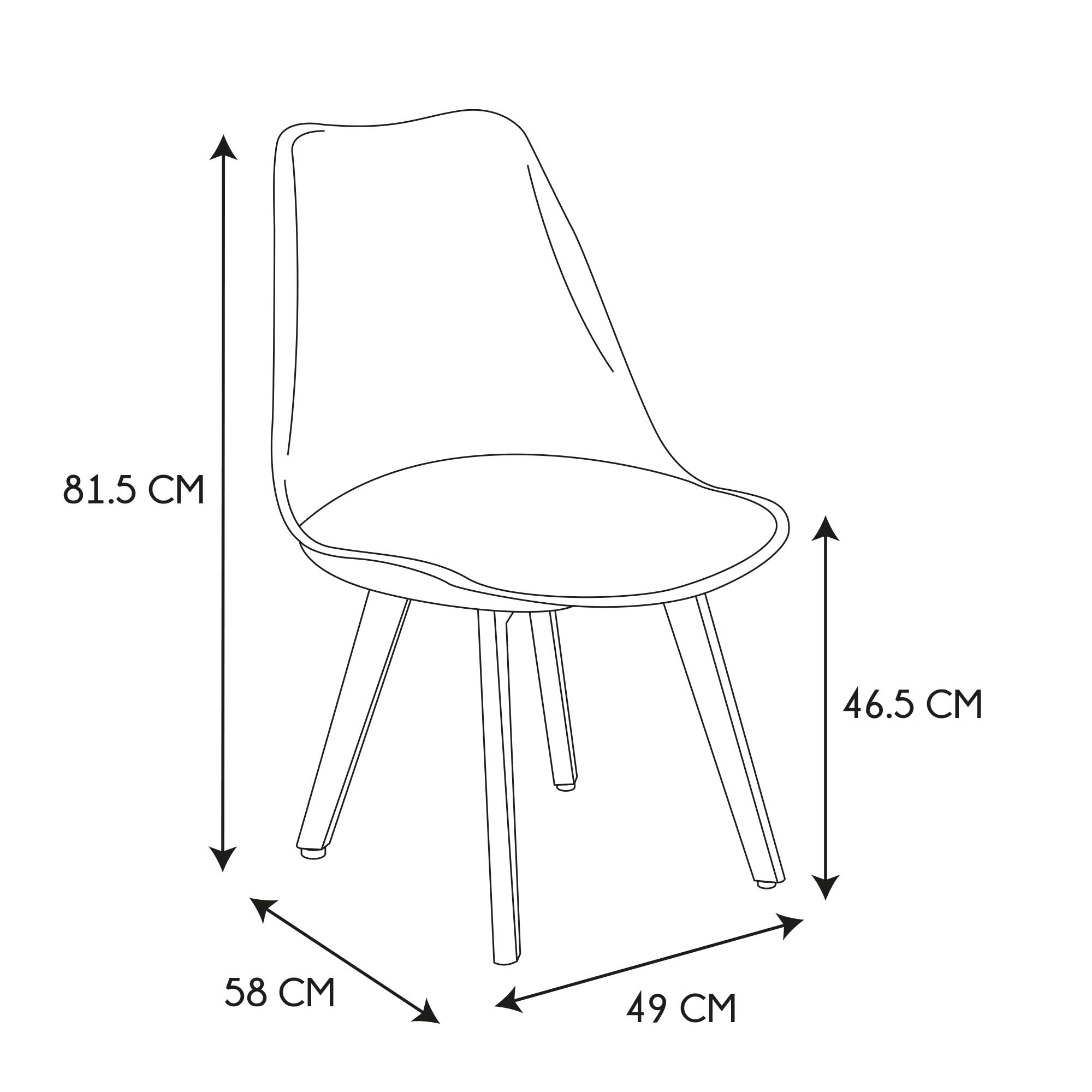 CHAISE SCANDINAVE COQUE PP REMBOURREE BLANC - LOT DE 4