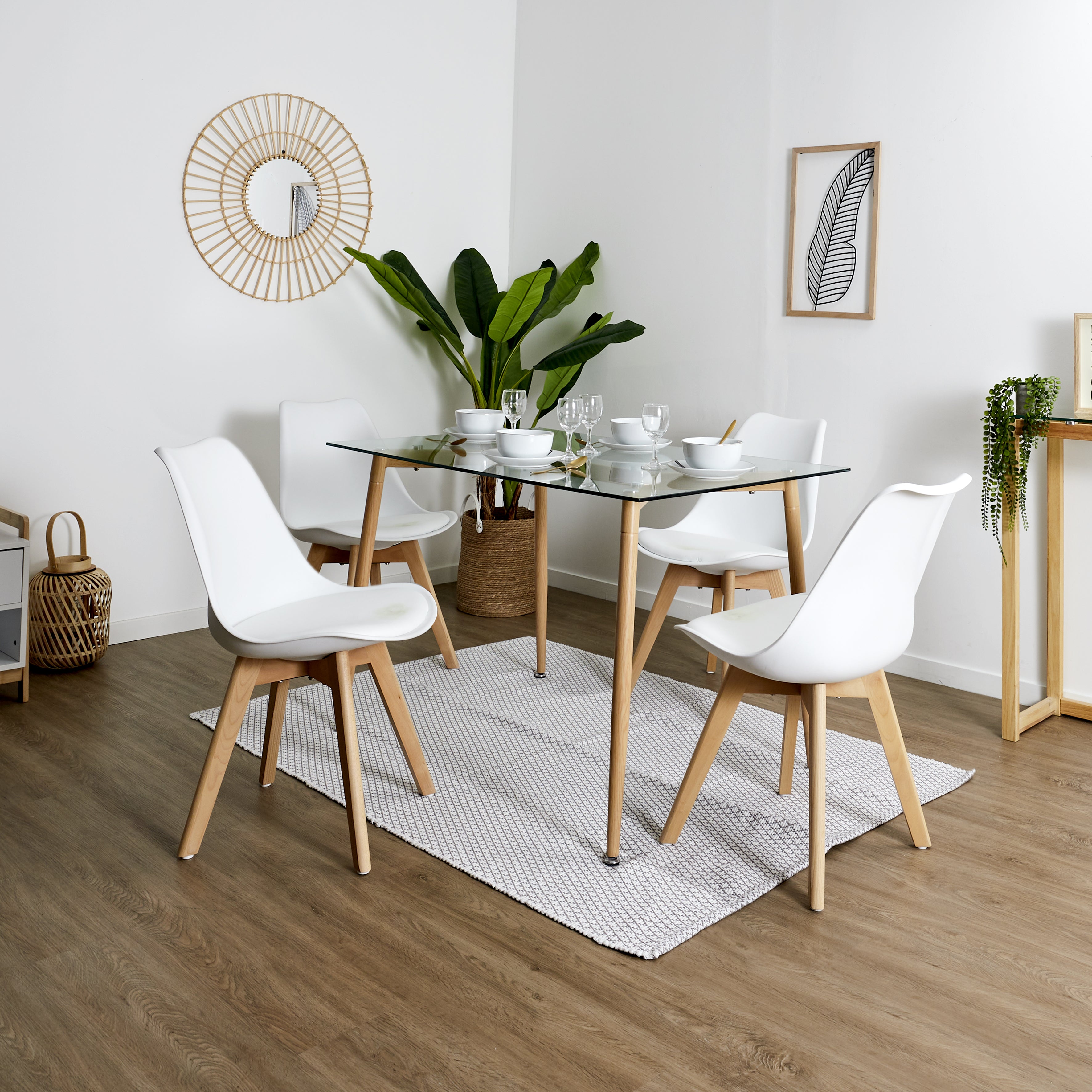 CHAISE SCANDINAVE COQUE PP REMBOURREE BLANC - LOT DE 4