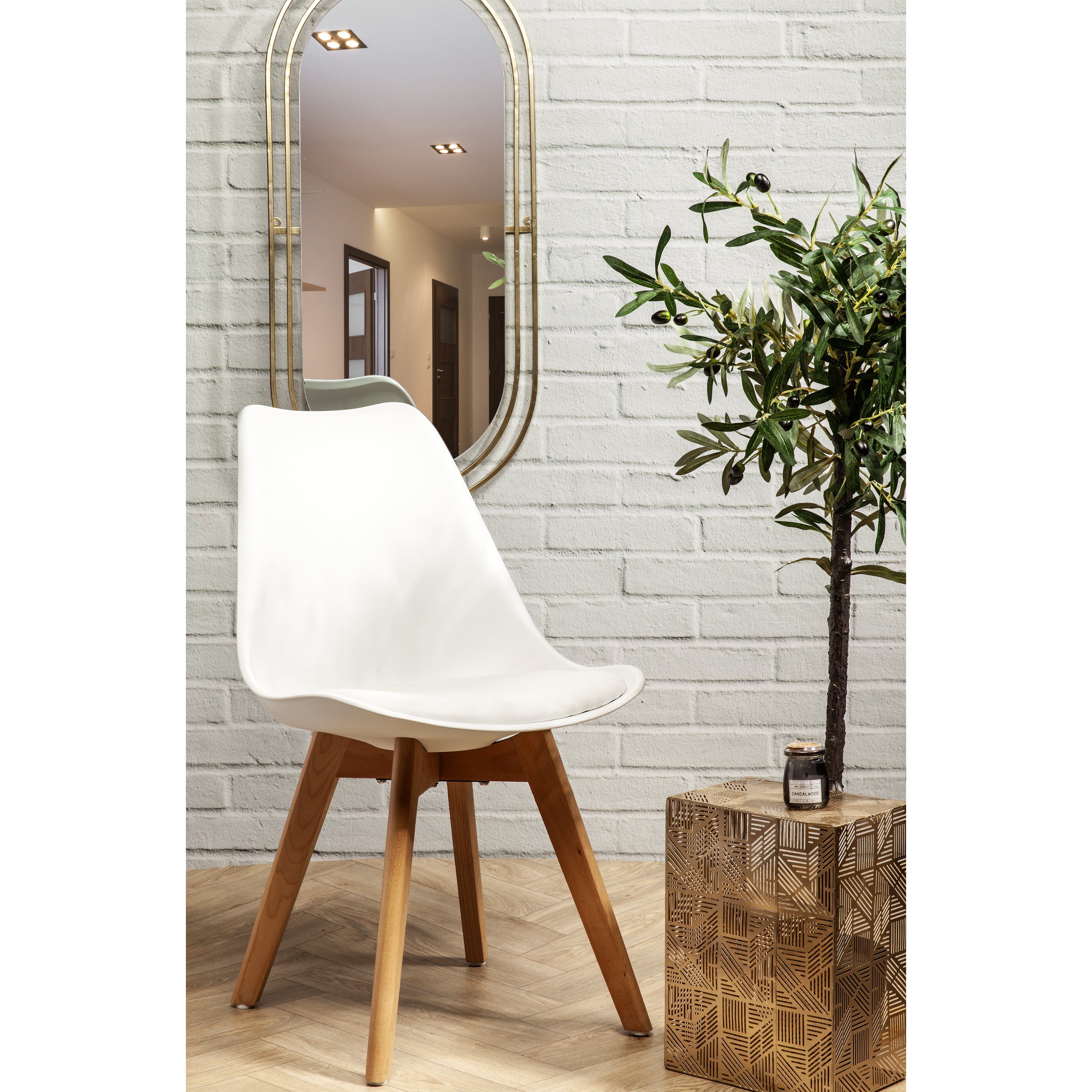 CHAISE SCANDINAVE COQUE PP REMBOURREE BLANC - LOT DE 4