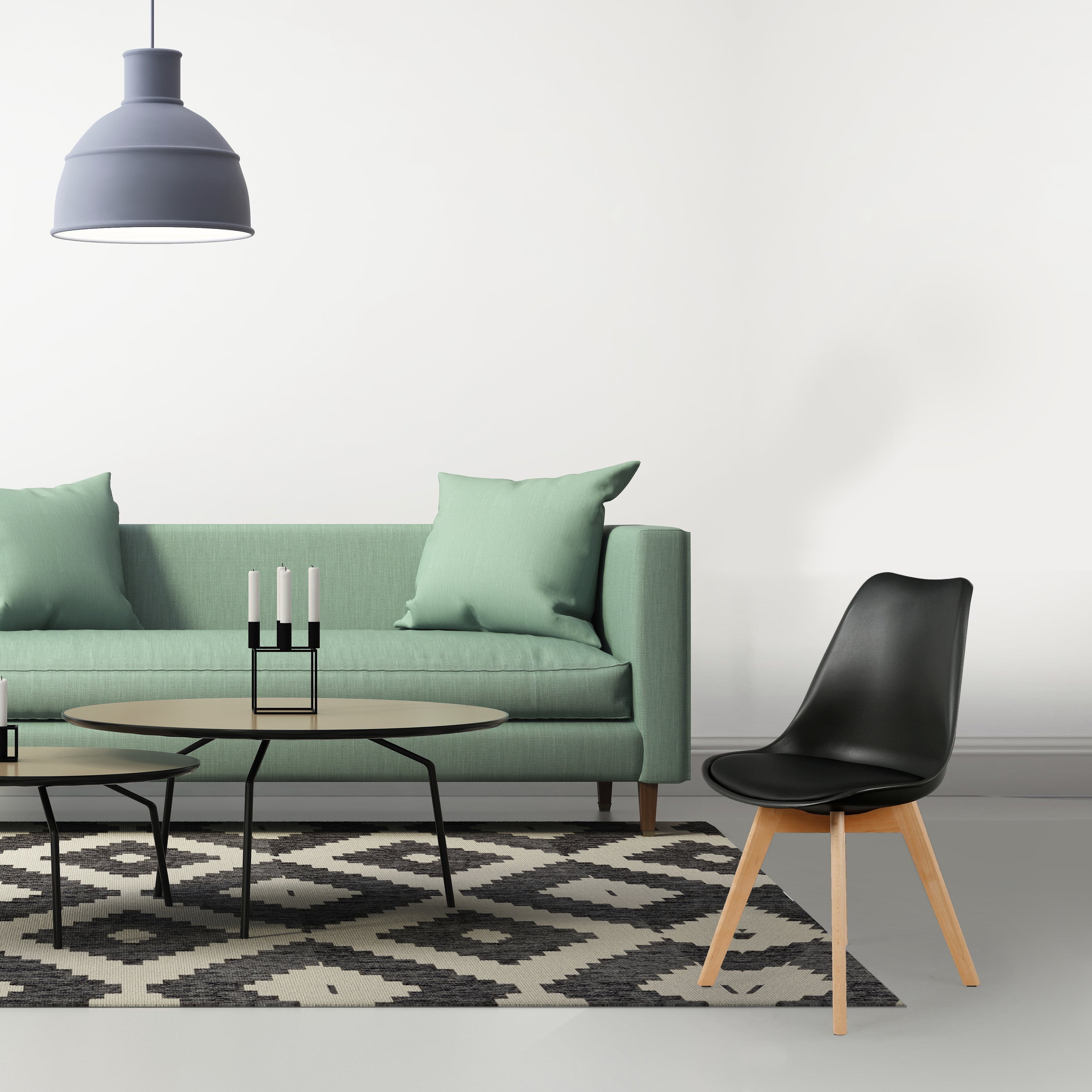 CHAISE SCANDINAVE COQUE PP REMBOURREE NOIRE - LOT DE 4