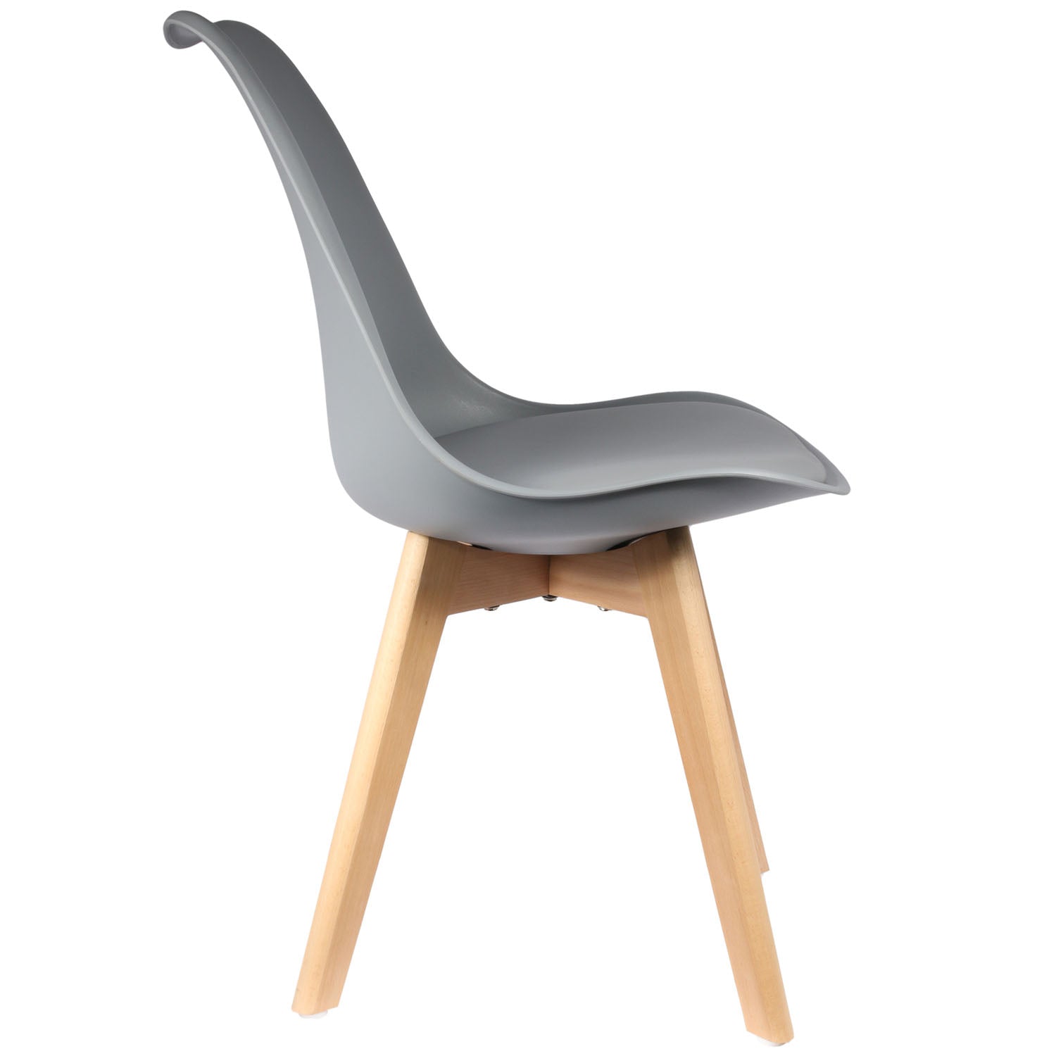 CHAISE SCANDINAVE COQUE PP REMBOURREE GRIS - LOT DE 4