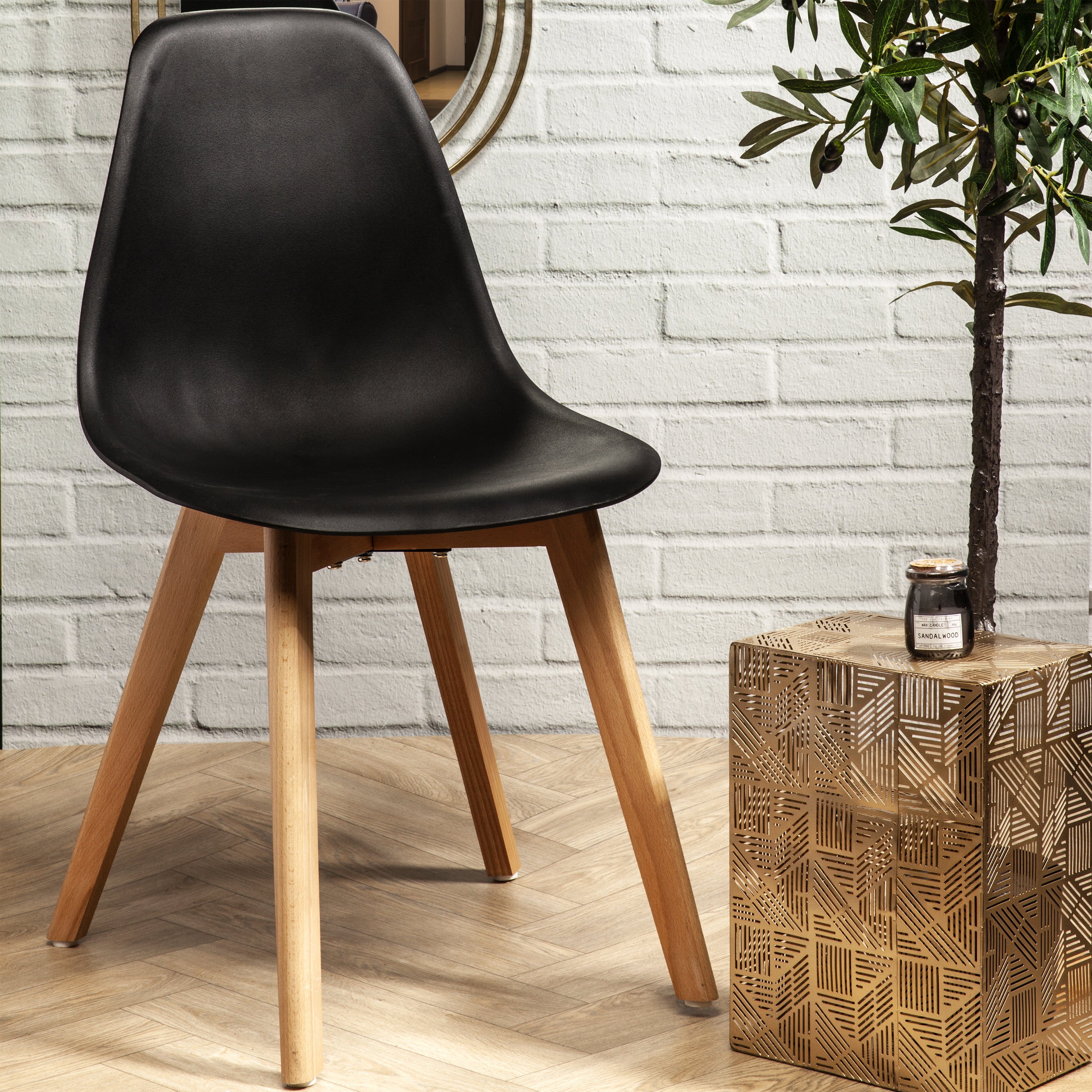 CHAISE SCANDINAVE COQUE PP NOIRE - LOT DE 4